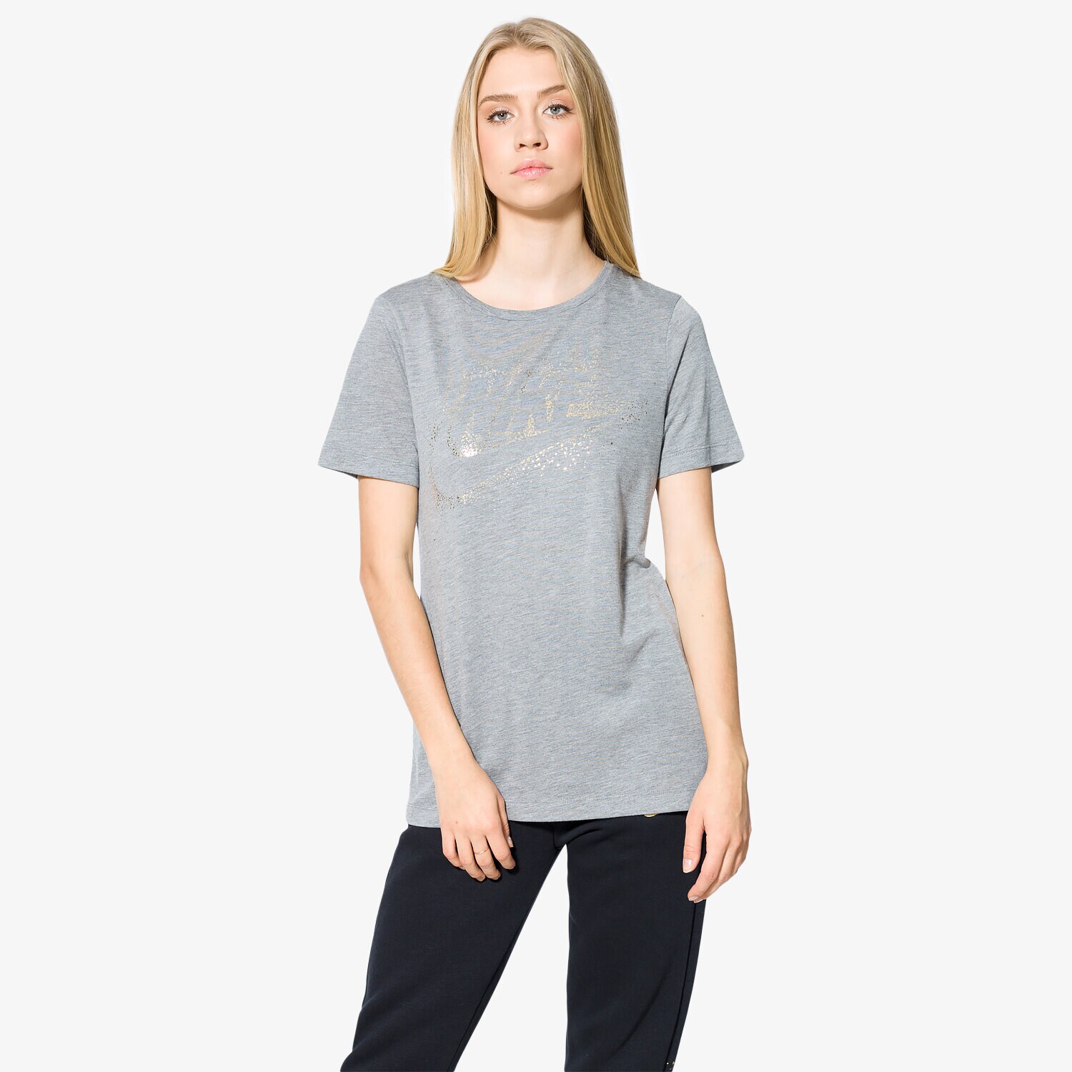 Femei tricou NIKE TRICOU LS W NSW ESSNTL TOP SS METLLIC 859733091 Gri