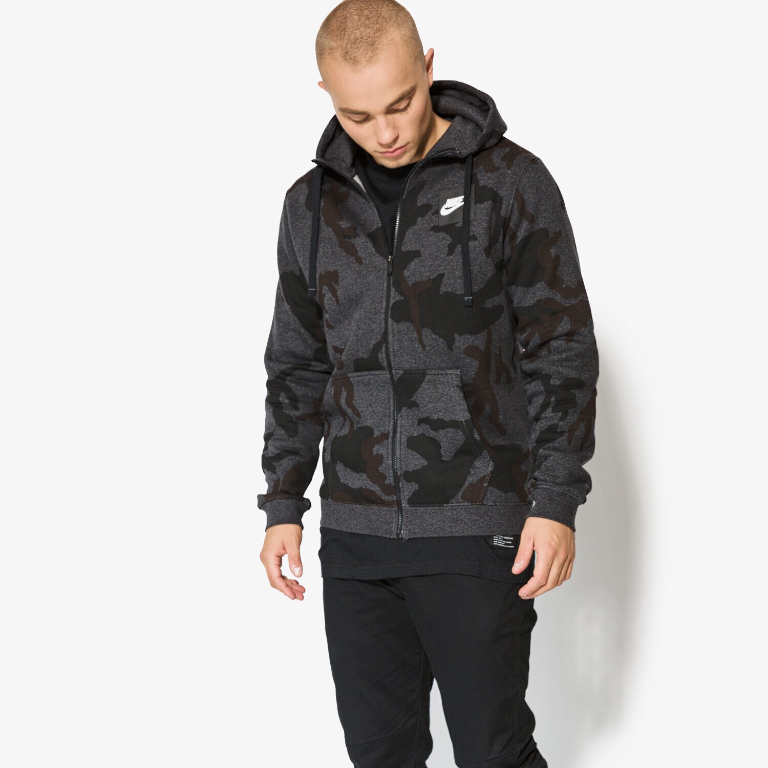 Bărbați bluză NIKE BLUZĂ M NSW HOODIE FZ AOP FLC CLUB AH7019032 Negru