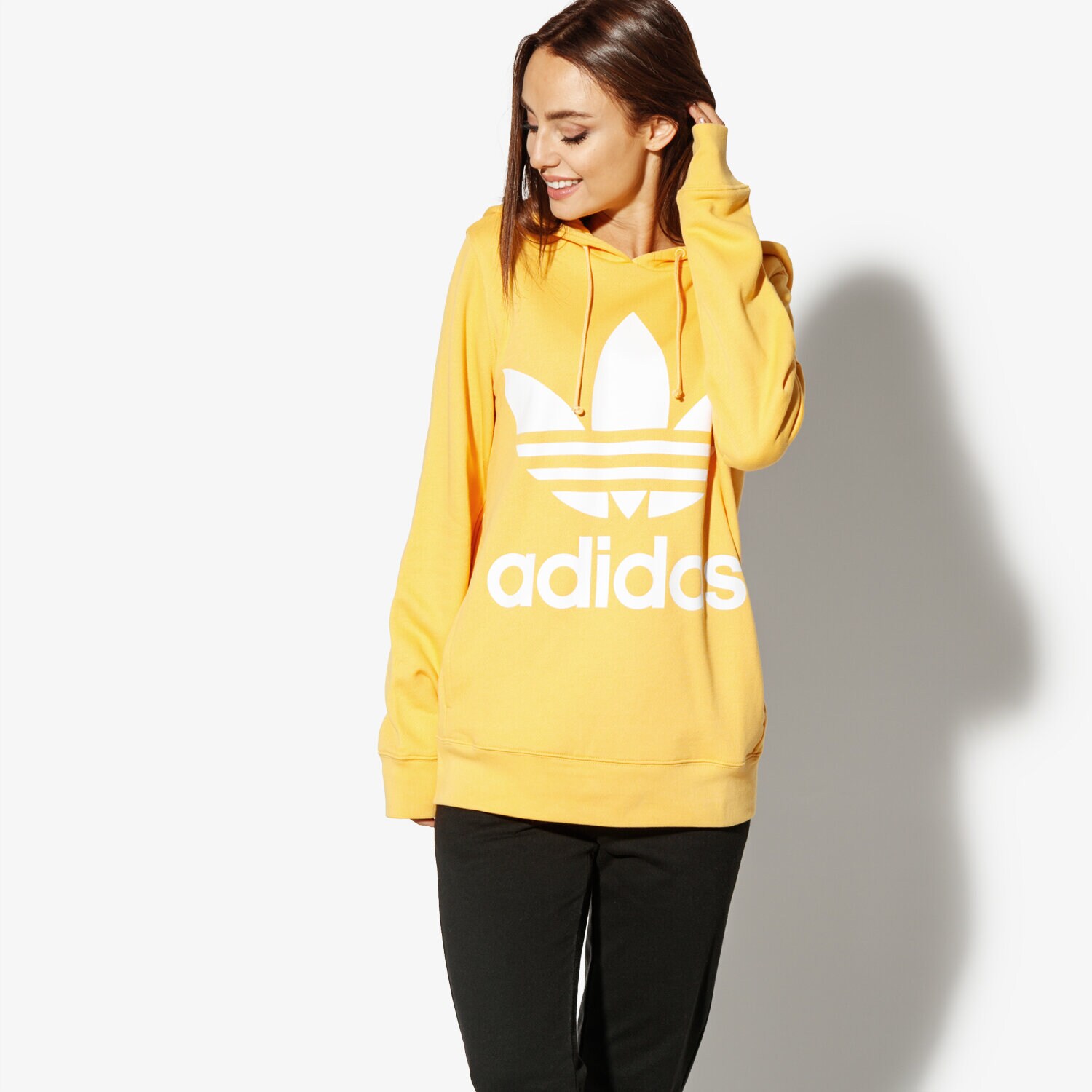 Femei bluză ADIDAS BLUZĂ TREFOIL HOODIE ADICOLOR DH3138 Galben
