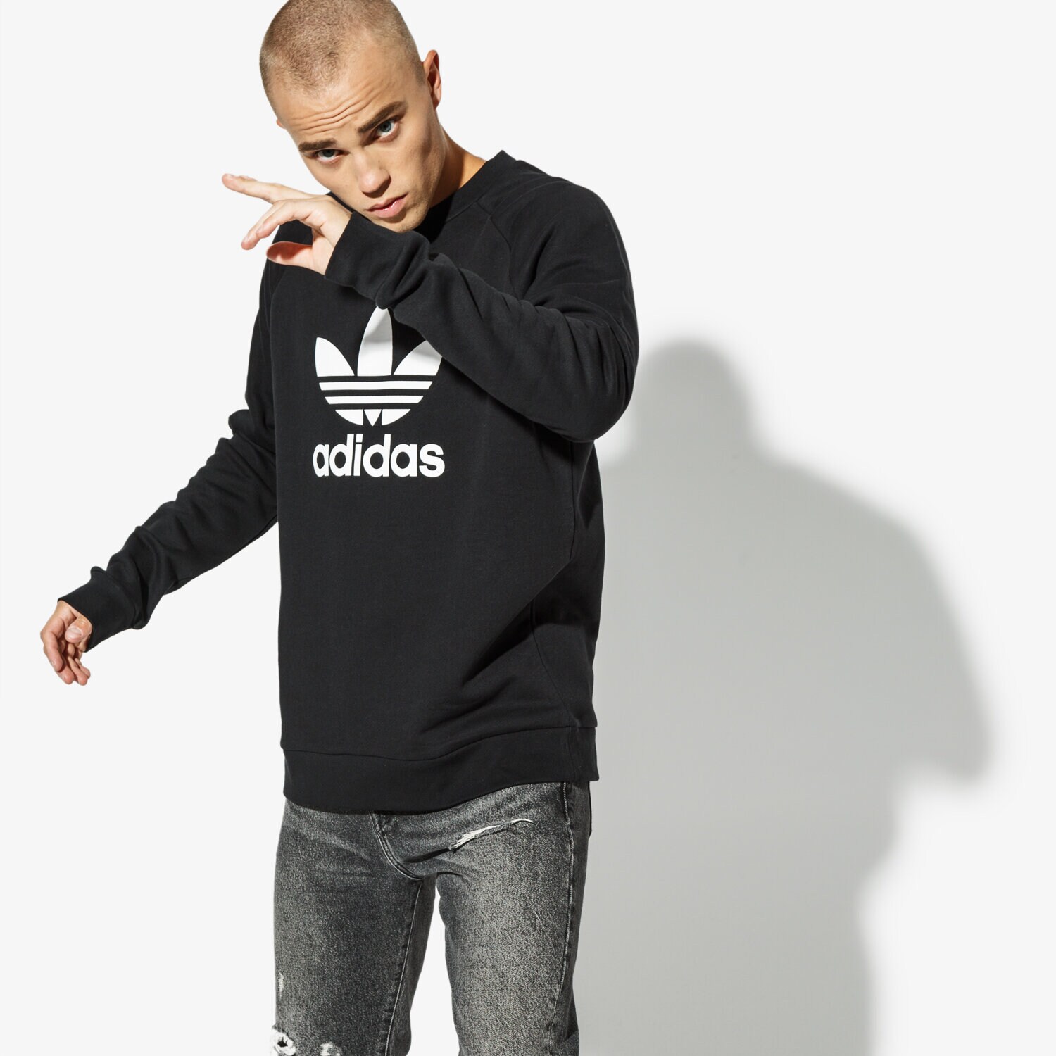 Bărbați bluză ADIDAS BLUZĂ TREFOIL CREW ADICOLOR CW1235 Negru