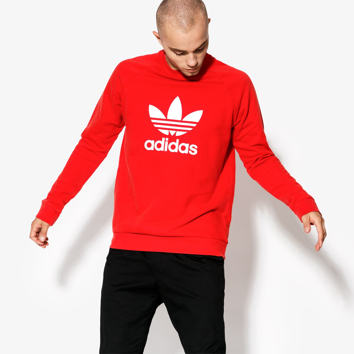 Bărbați bluză ADIDAS BLUZĂ TREFOIL CREW ADICOLOR DH5826 Roșu