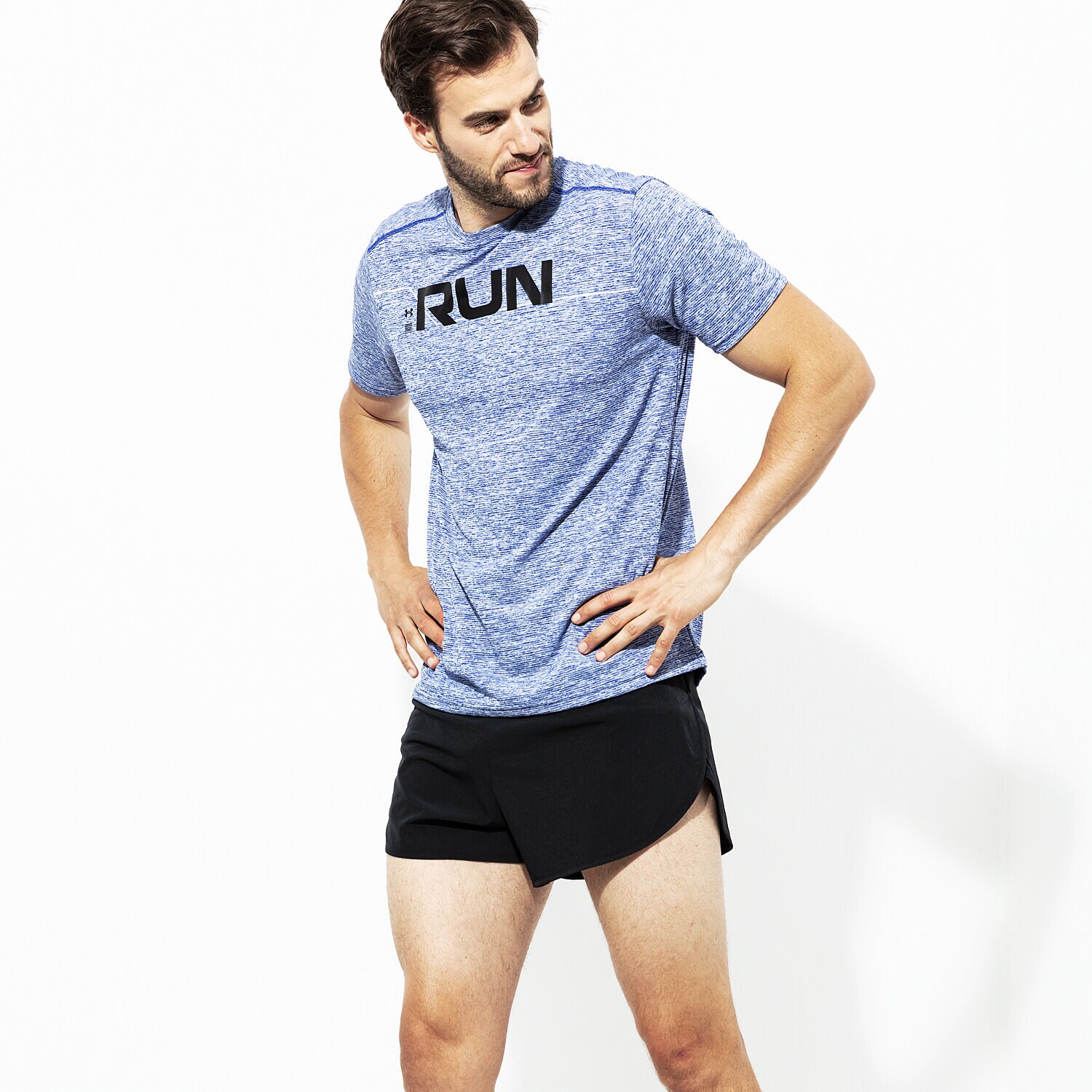 Bărbați tricou UNDER ARMOUR TRICOU SS RUN FRONT GRAPHIC SS 1316844-574 Albastru