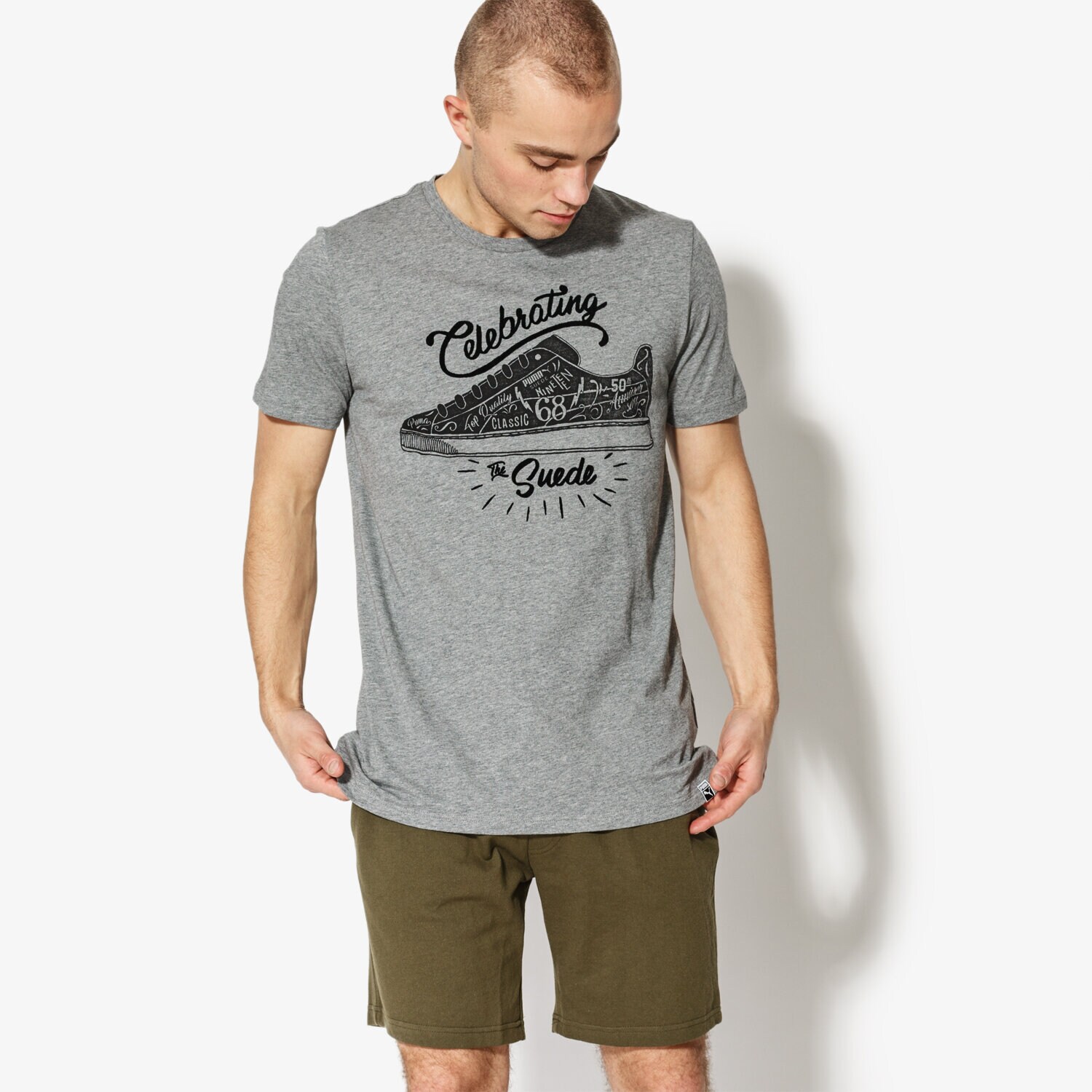 Bărbați tricou PUMA TRICOU SS SUEDE CELEBUSTIERĂTION TEE 85083603 Gri
