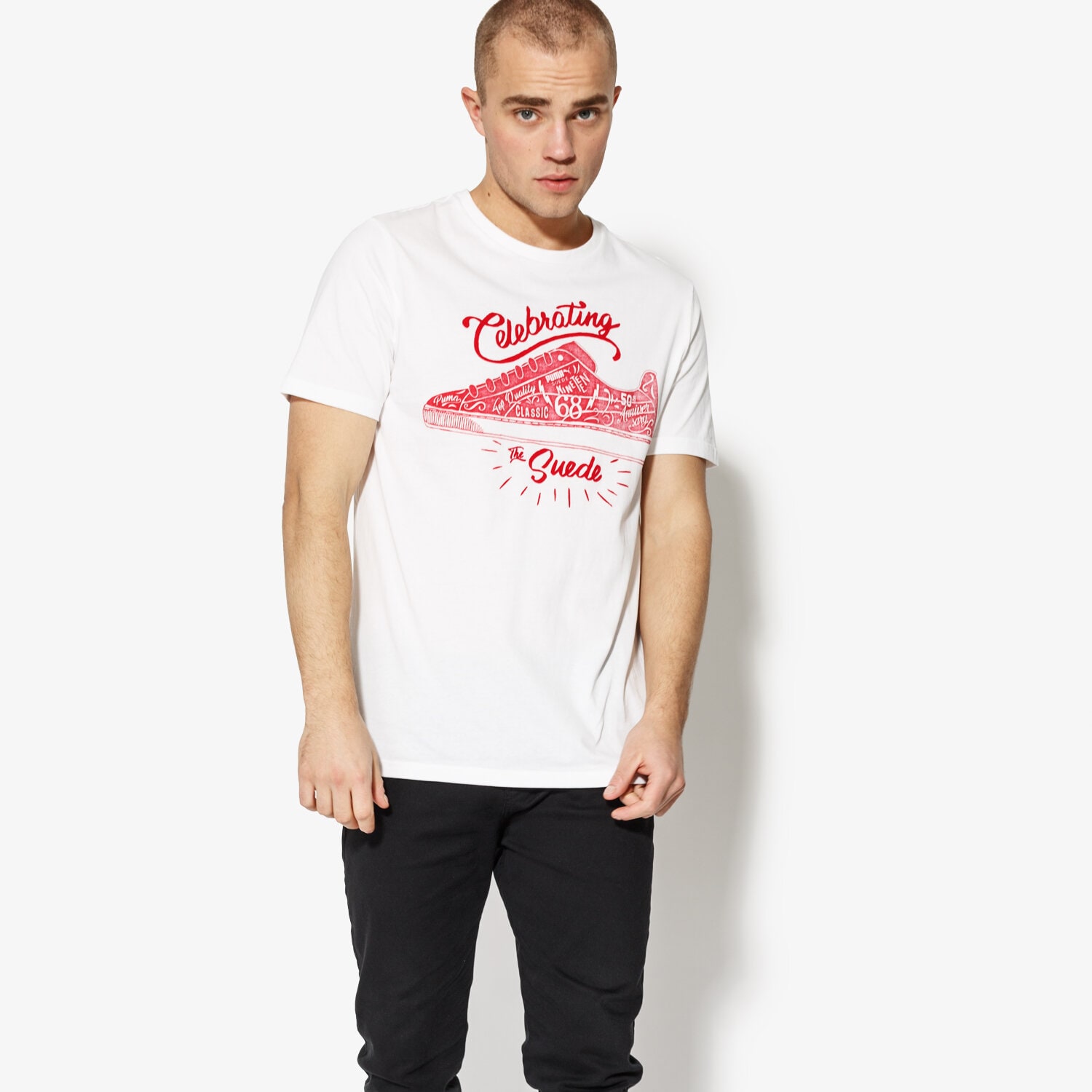 Bărbați tricou PUMA TRICOU SS SUEDE CELEBUSTIERĂTION TEE 85083602 Alb