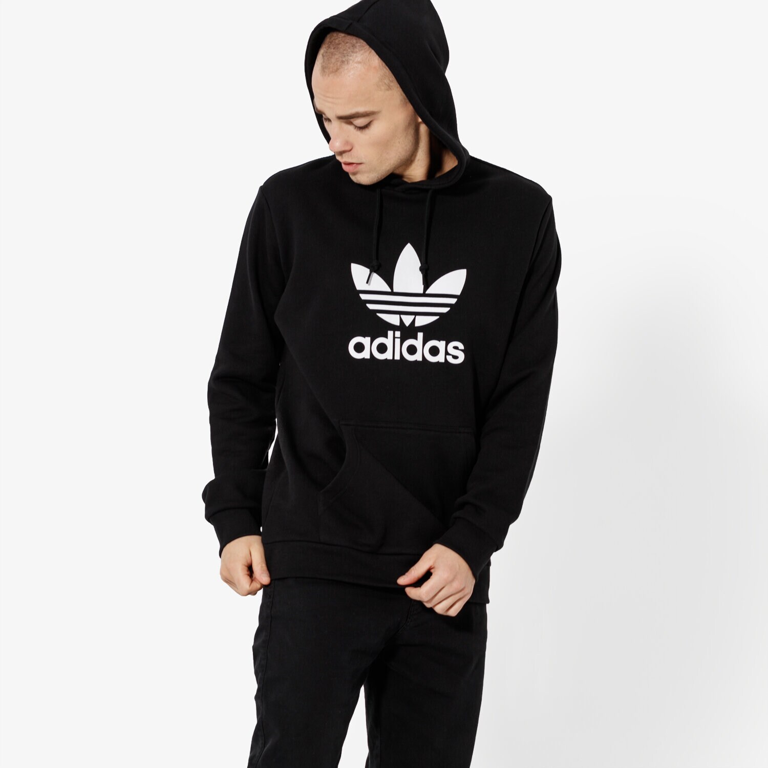 Bărbați bluză ADIDAS BLUZĂ CU GLUGĂ TREFOIL HOODIE ADICOLOR ADICOLOR DT7964 Negru