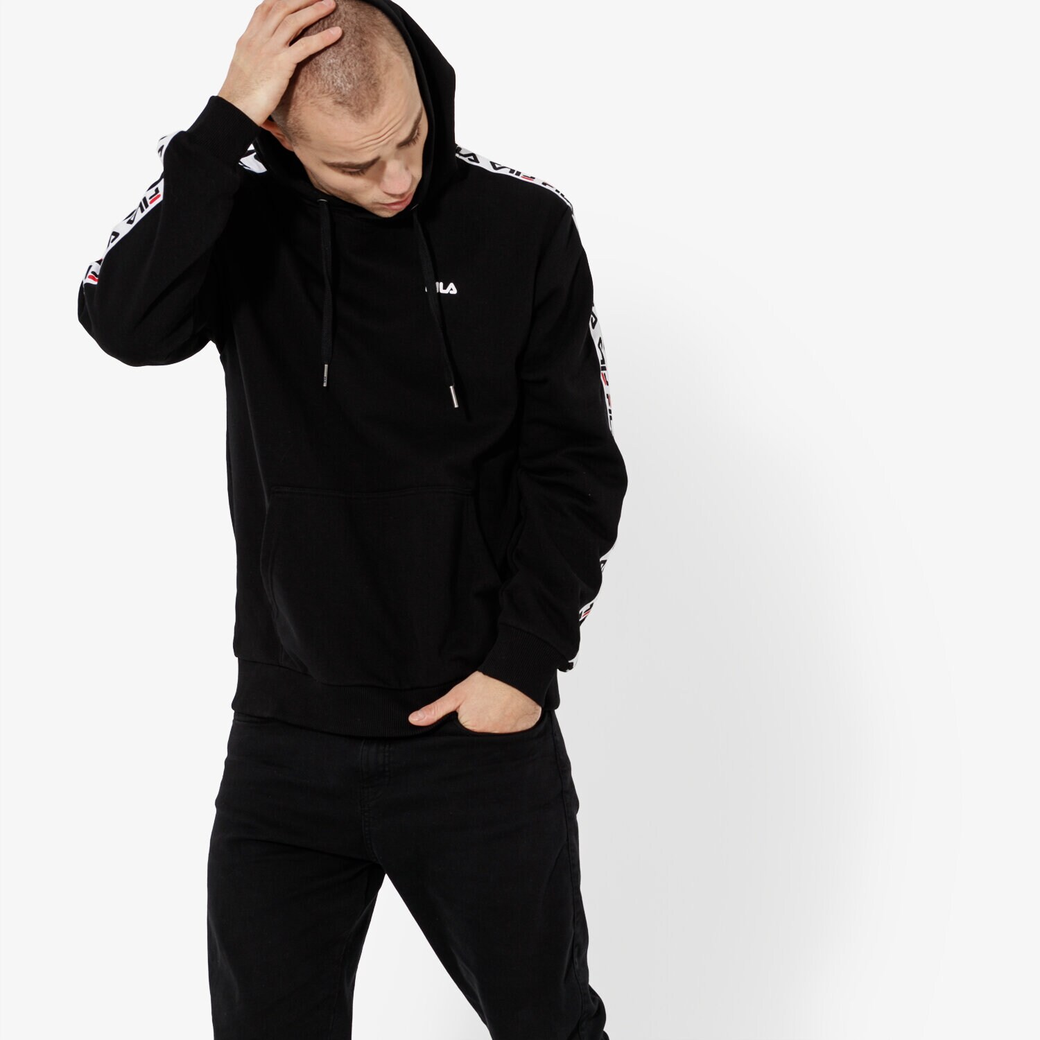 Bărbați bluză FILA BLUZĂ DAVID TAPE HOODIE 687023002 Negru