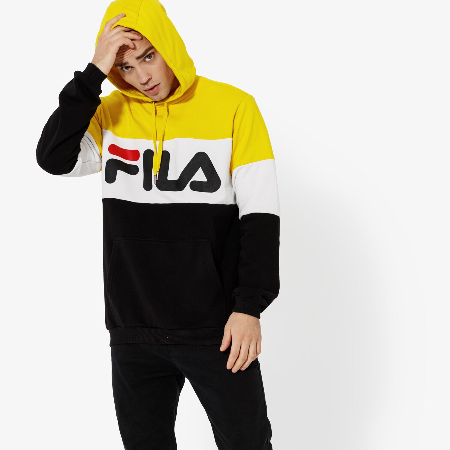 Bărbați bluză FILA BLUZĂ NIGHT BLOCKED HOODIE 687001A063 Negru