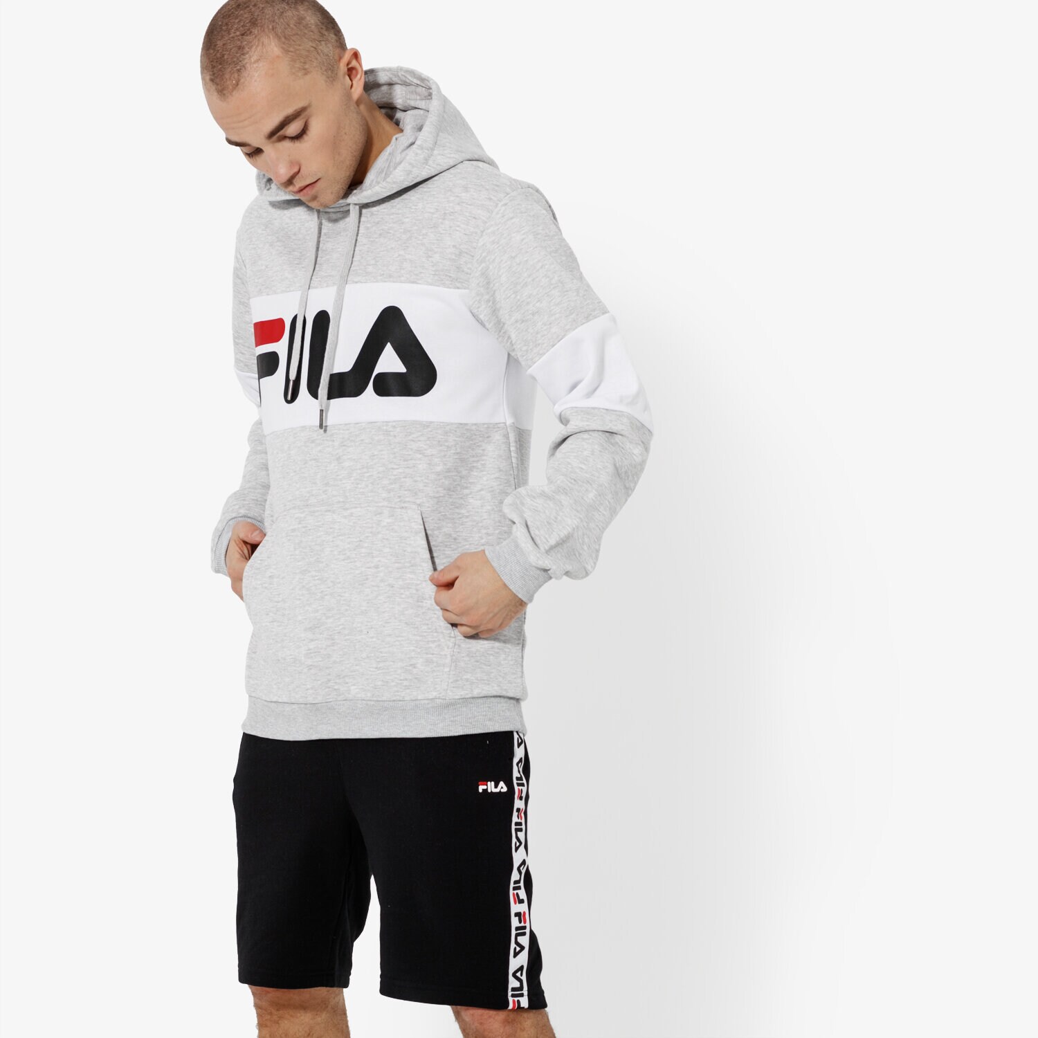 Bărbați bluză FILA BLUZĂ NIGHT BLOCKED HOODIE 687001A068 Gri