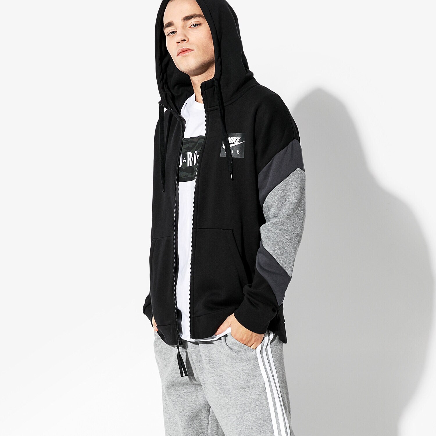 Bărbați bluză NIKE BLUZĂ M NSW NIKE AIR HOODIE FZ FLC 928629-010 Negru