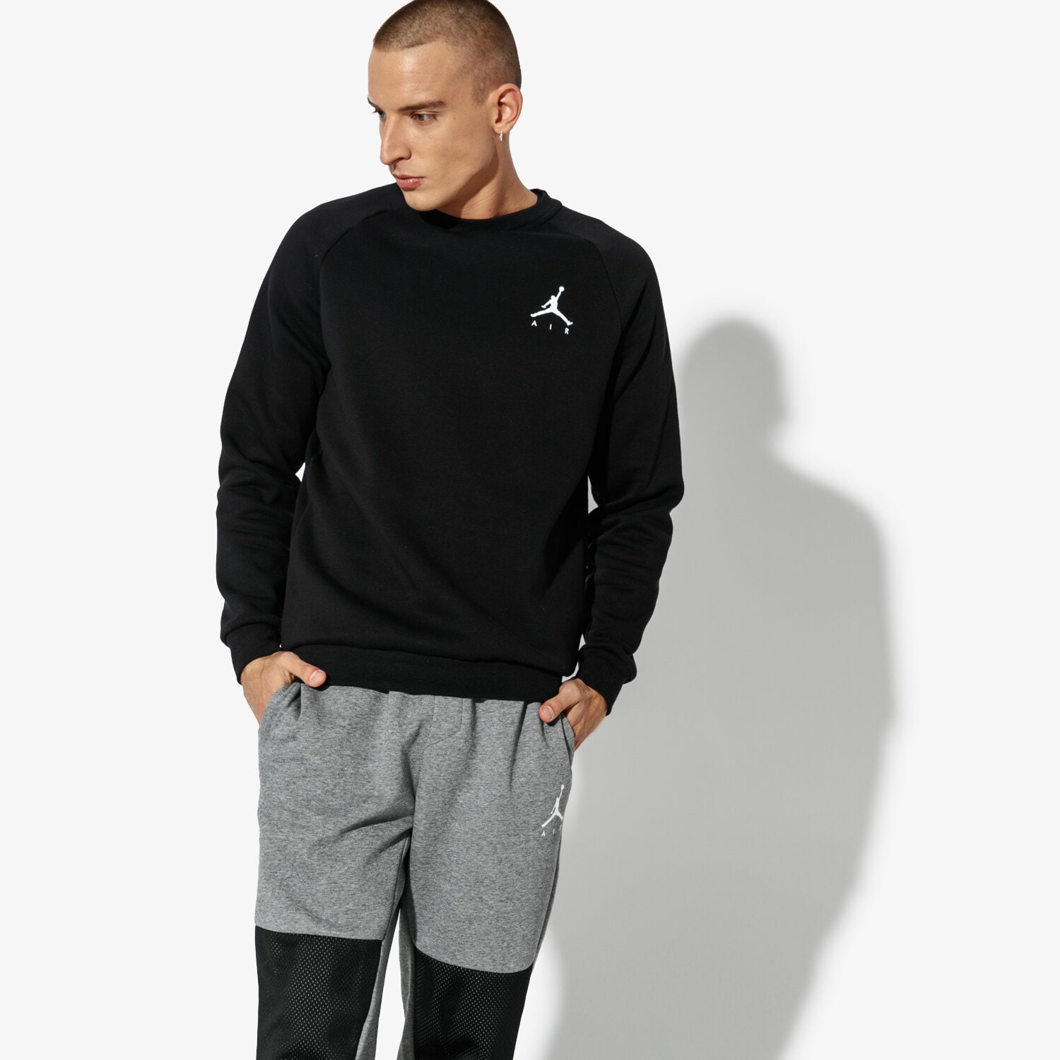 Bărbați bluză JORDAN BLUZĂ JUMPMAN FLEECE CREW 940170-010 Negru