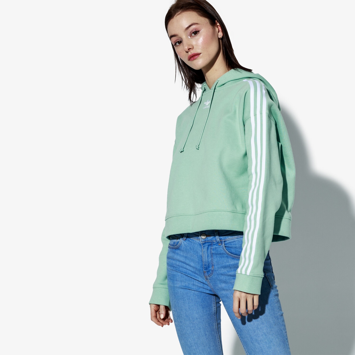 Femei bluză ADIDAS BLUZĂ CROPPED HOODIE MNT DH3131 Verde
