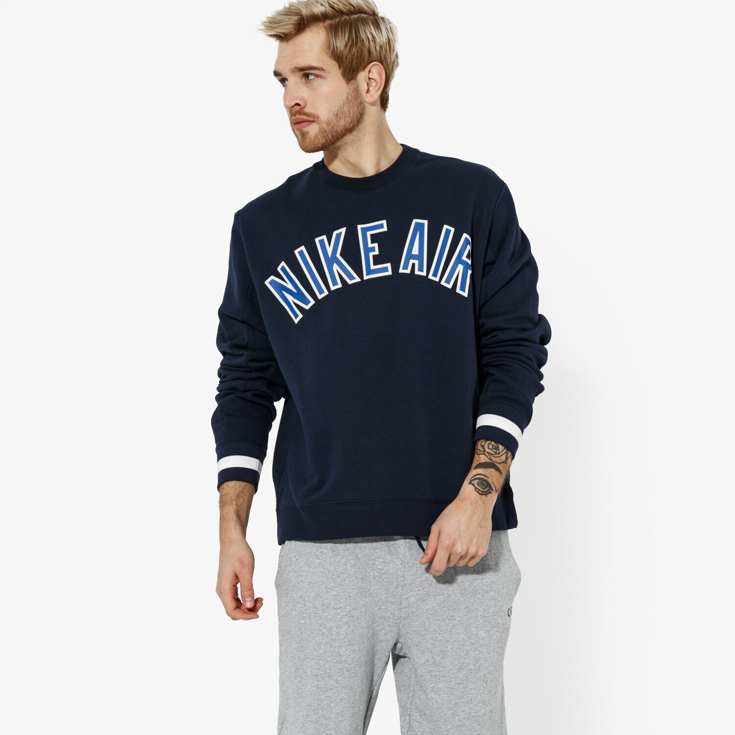 Bărbați bluză NIKE BLUZĂ M NSW NIKE AIR CREW FLC SPORTSWEAR AR1822-451 Bleumarin