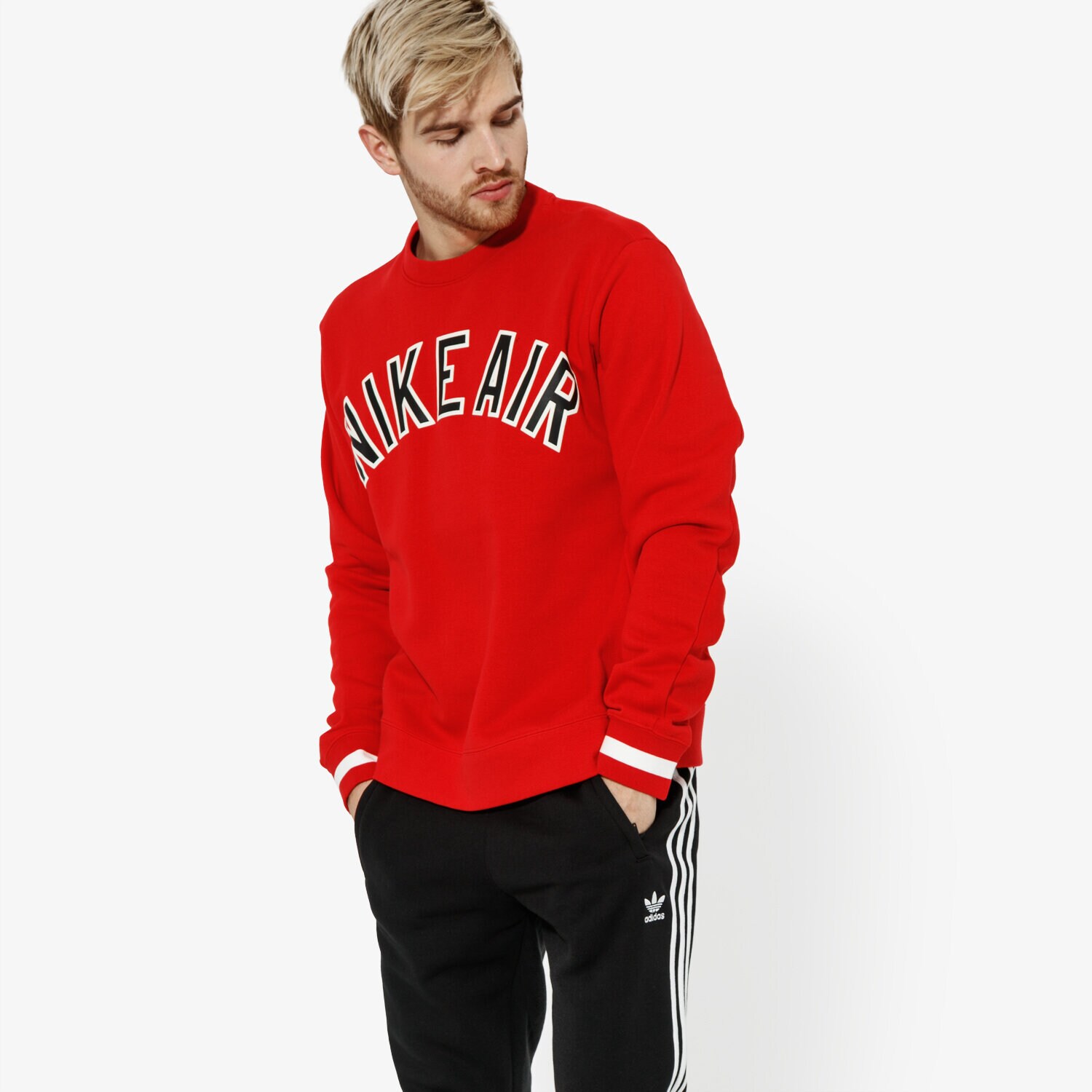 Bărbați bluză NIKE BLUZĂ M NSW NIKE AIR CREW FLC SPORTSWEAR AR1822-657 Roșu