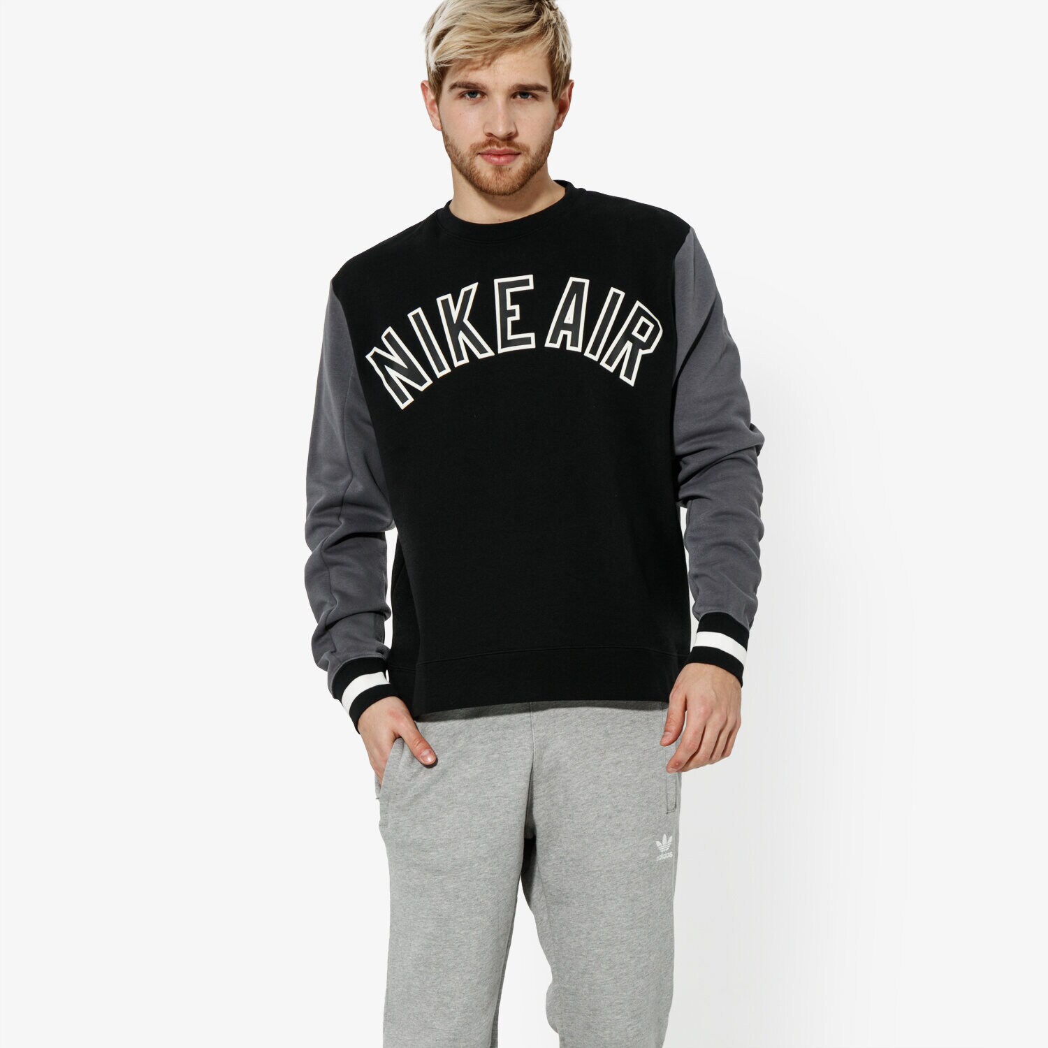 Bărbați bluză NIKE BLUZĂ M NSW NIKE AIR CREW FLC SPORTSWEAR AR1822-010 Negru