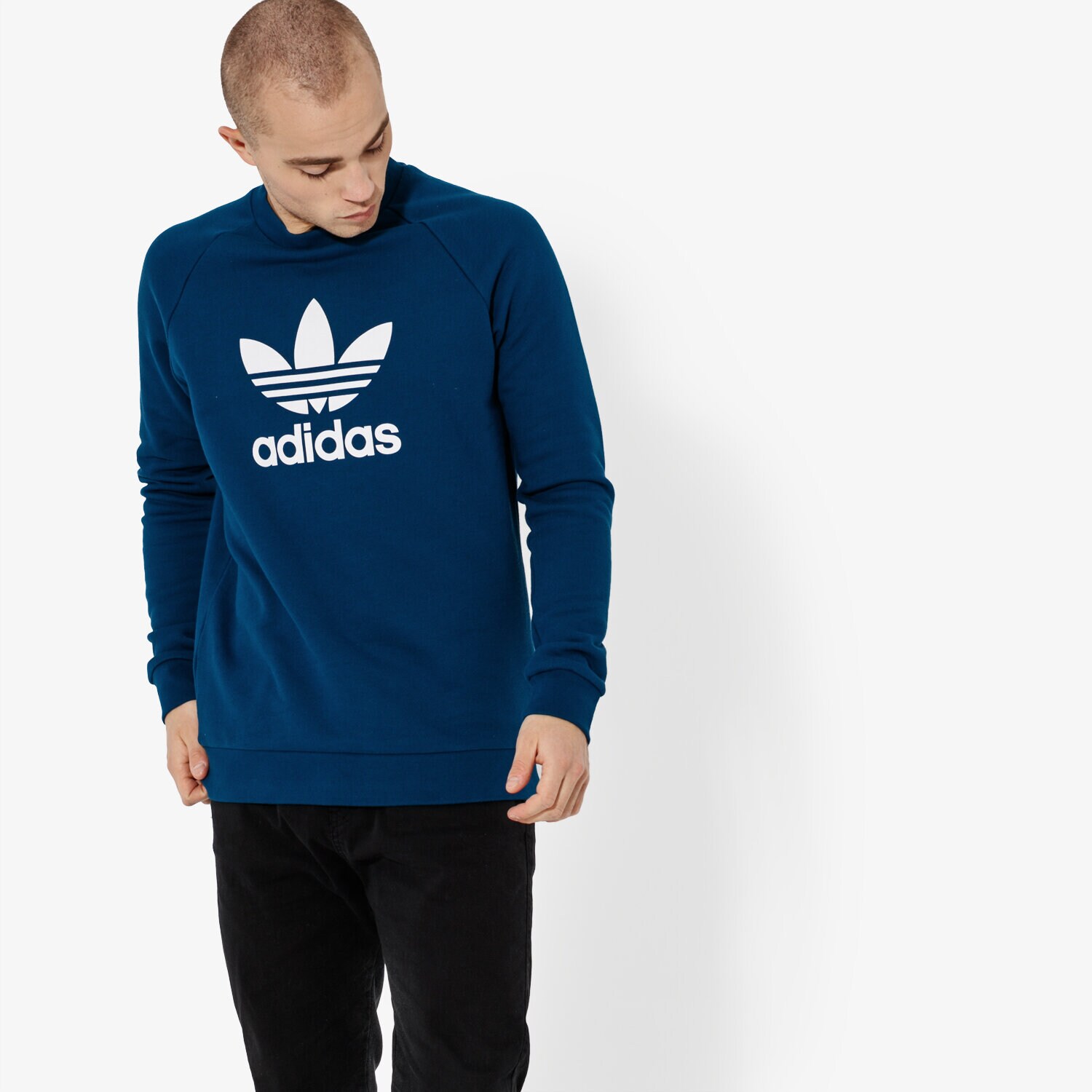 Bărbați bluză ADIDAS BLUZĂ TREFOIL CREW ADICOLOR DV1545 Albastru