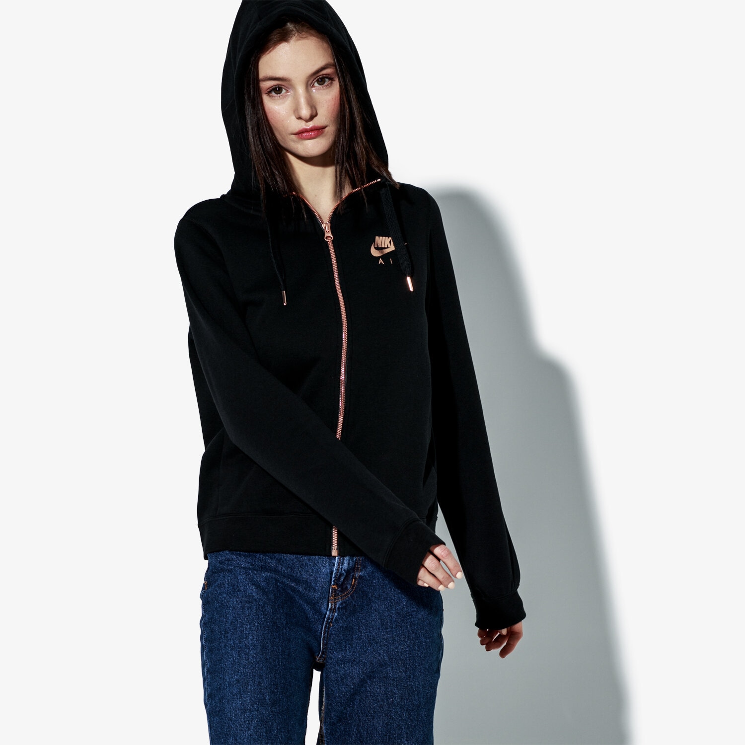 Femei bluză NIKE BLUZĂ W NSW RALLY HOODIE FZ AIR AV6229-010 Negru