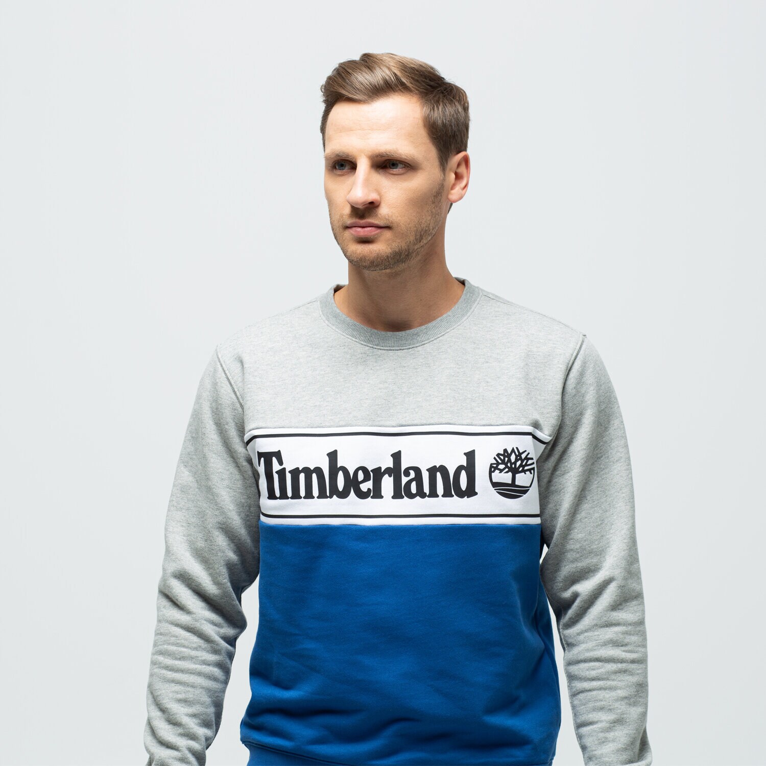 Bărbați bluză TIMBERLAND BLUZĂ CUT & SEW LINEAL LOGO SWEATSHIRT TB0A1O9UX361 Gri