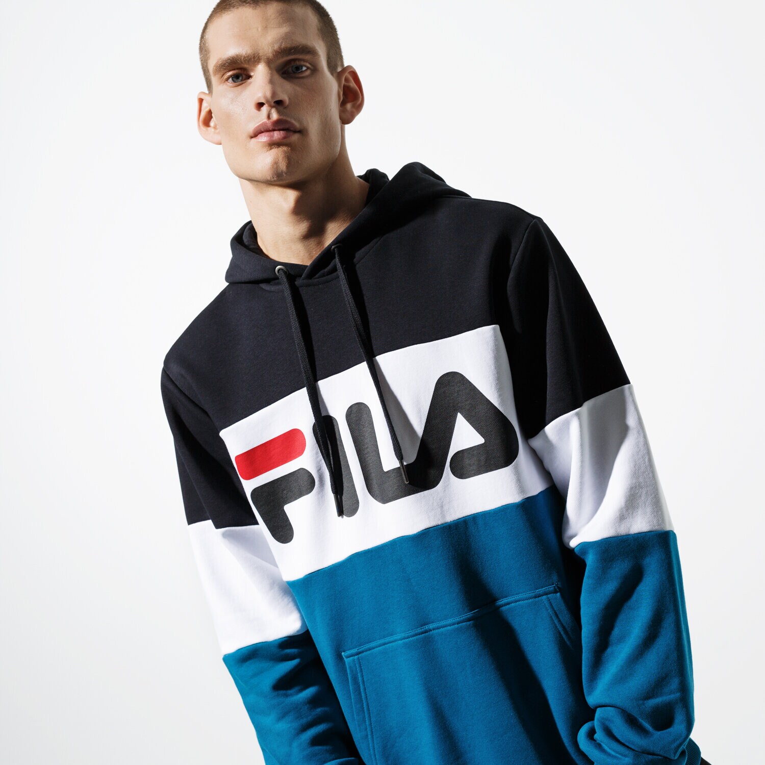 Bărbați bluză FILA BLUZĂ NIGHT BLOCKED HOODY 687001A217 Albastru
