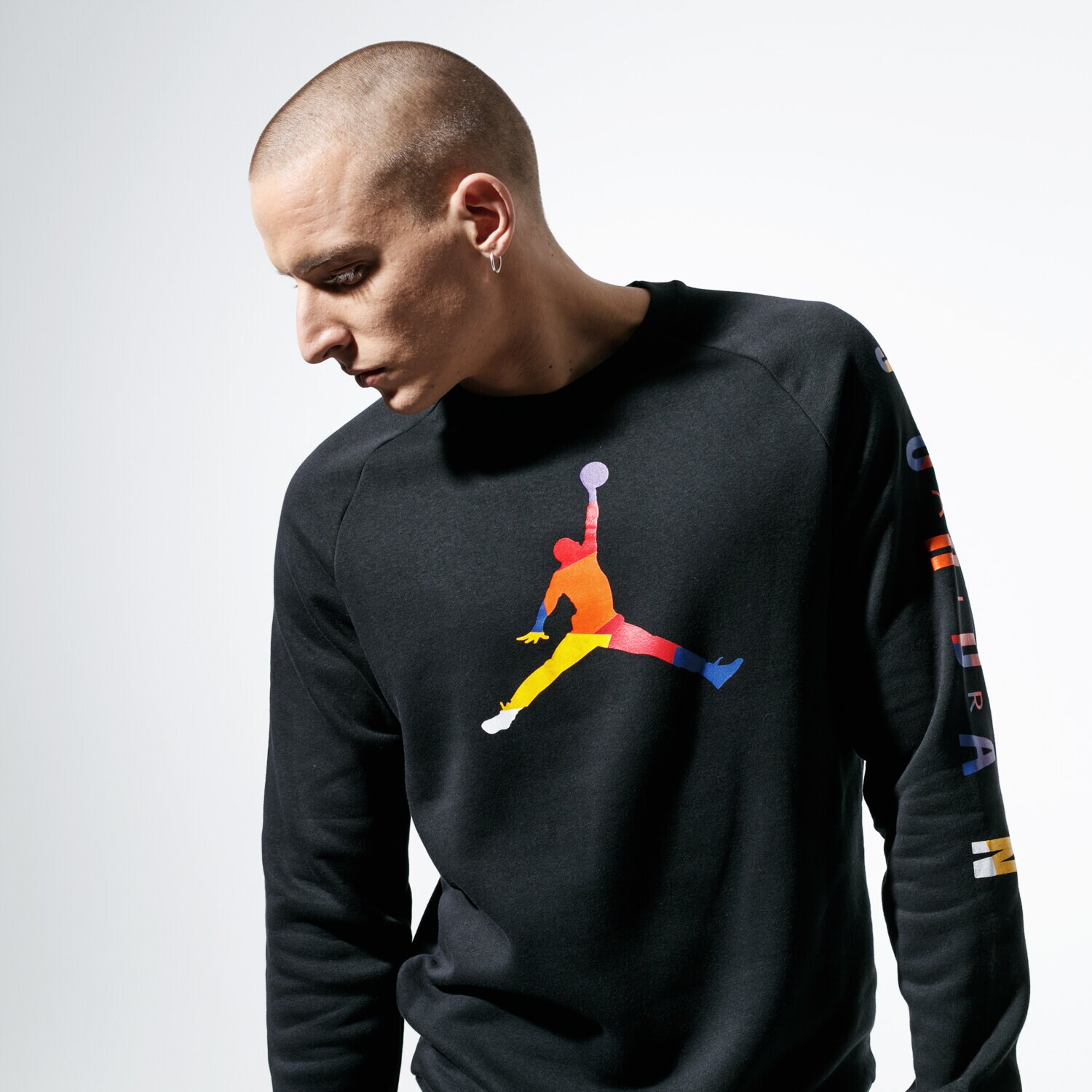 Bărbați bluză JORDAN BLUZĂ M J SPRT DNA HBR FLEECE CREW AV0044-010 Negru