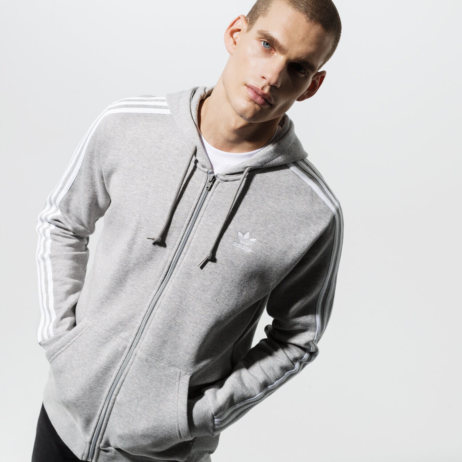 Bărbați bluză ADIDAS BLUZĂ 3-STRIPES FZ ED5969 Gri