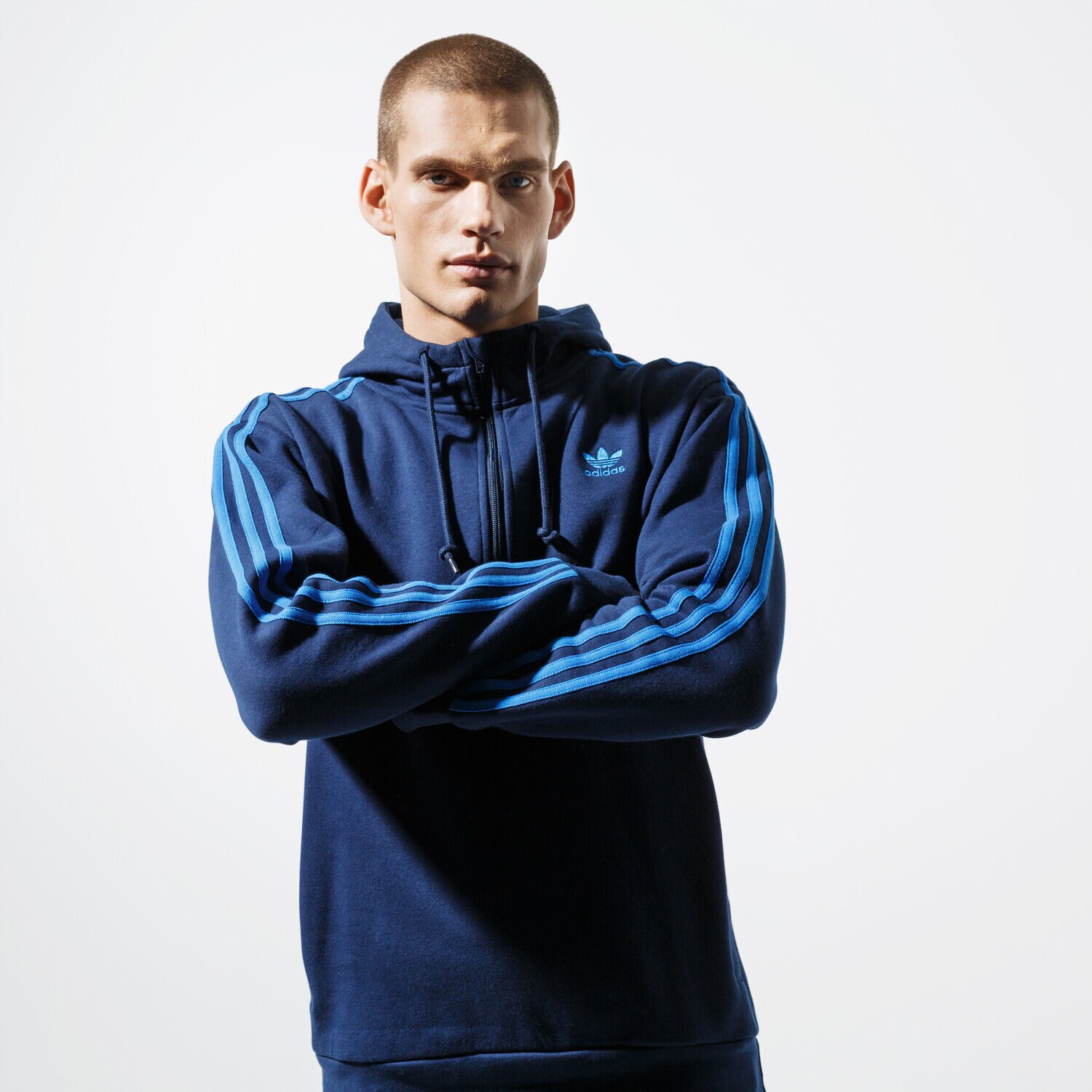 Bărbați bluză ADIDAS BLUZĂ 3-STRIPES HZ EK0255 Bleumarin