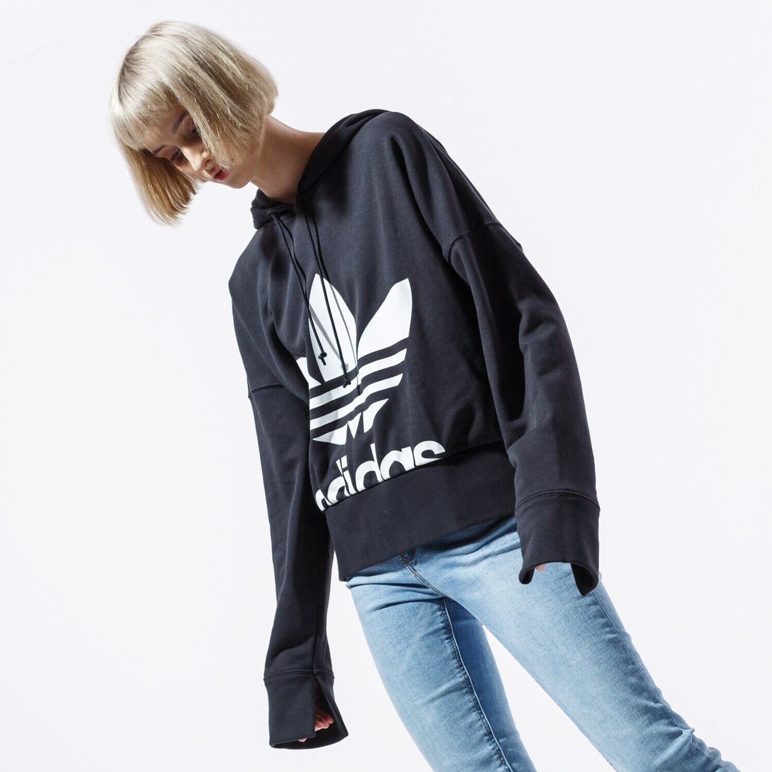 Femei bluză ADIDAS BLUZĂ BELLISTA CROPPED HOODIE EC1874 Negru