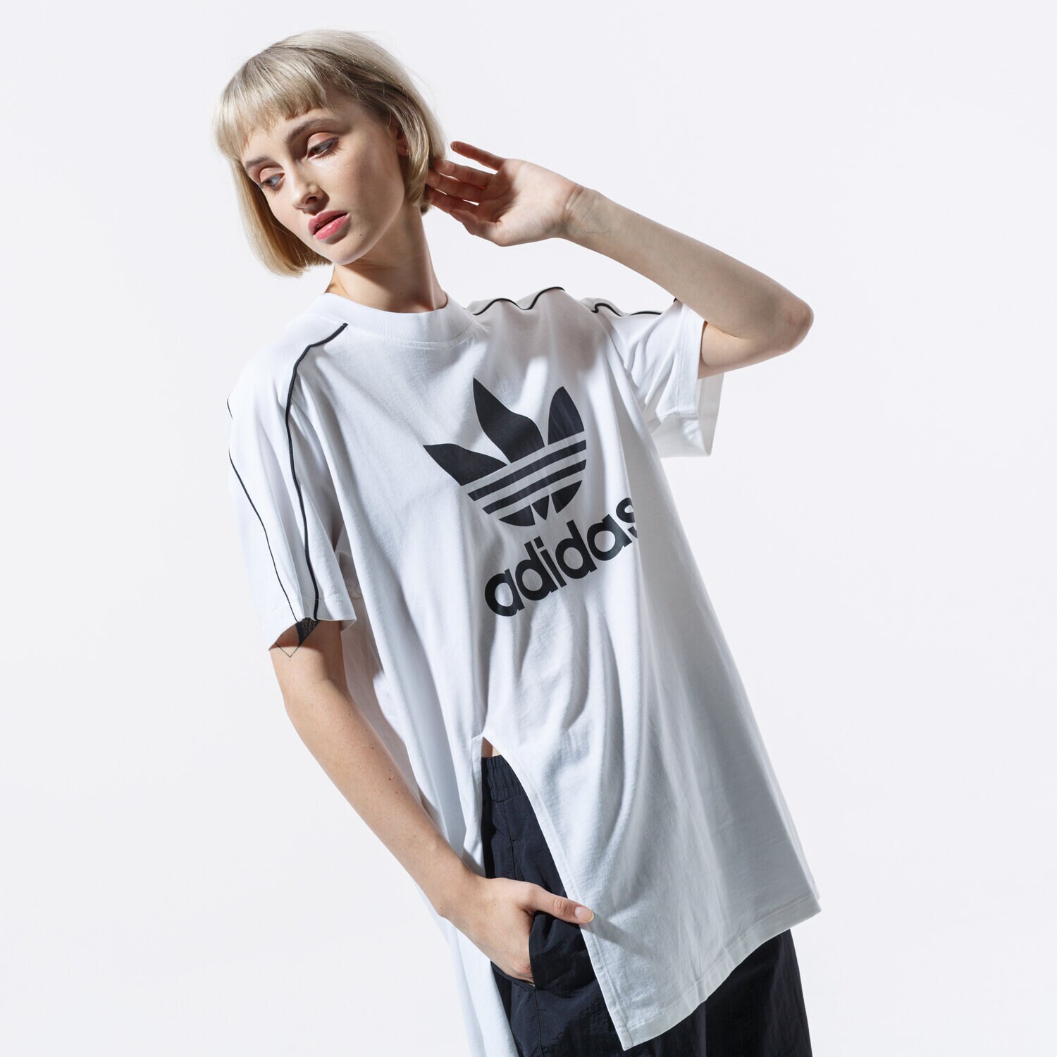 Femei rochii și fuste ADIDAS ROCHIE SLIT TEE EC1877 Alb