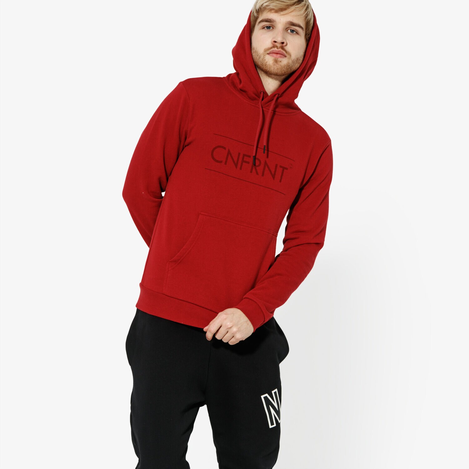 Bărbați bluză CONFRONT BLUZĂ BIG LOGO HOODIE CF19BLM07001 Roșu