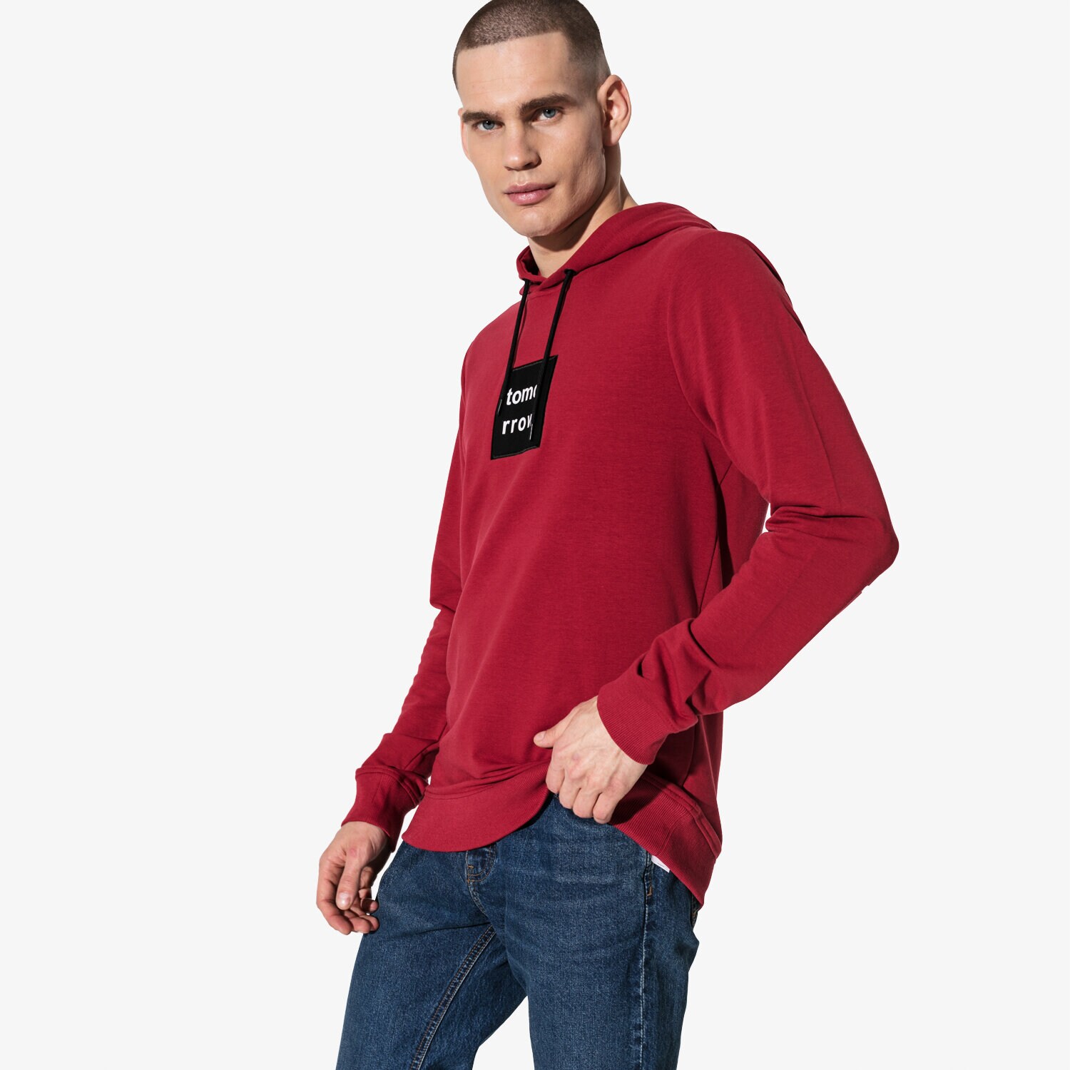 Bărbați bluză CONFRONT BLUZĂ SMALL LOGO HOODIE CF19BLM11001 Roșu