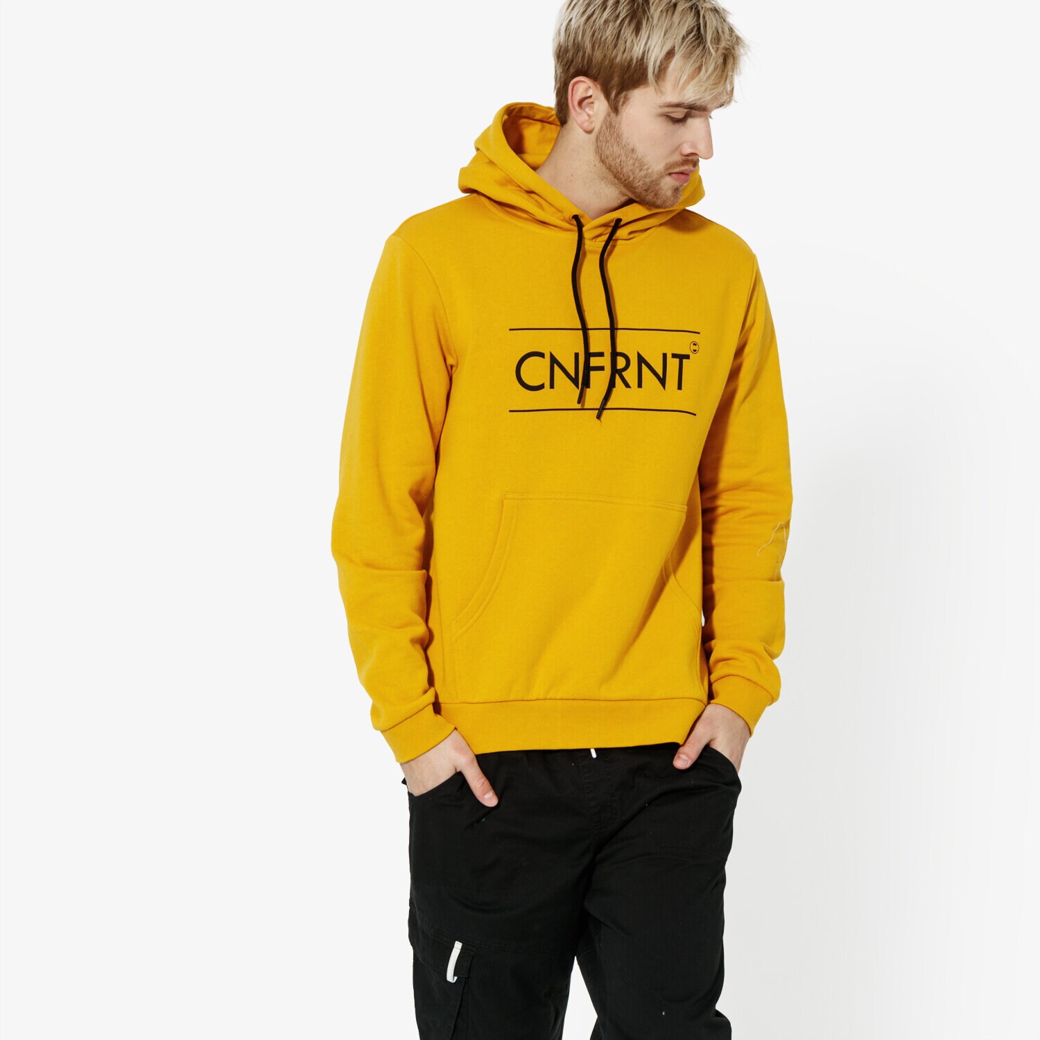 Bărbați bluză CONFRONT BLUZĂ BIG LOGO HOODIE CF19BLM07002 Galben