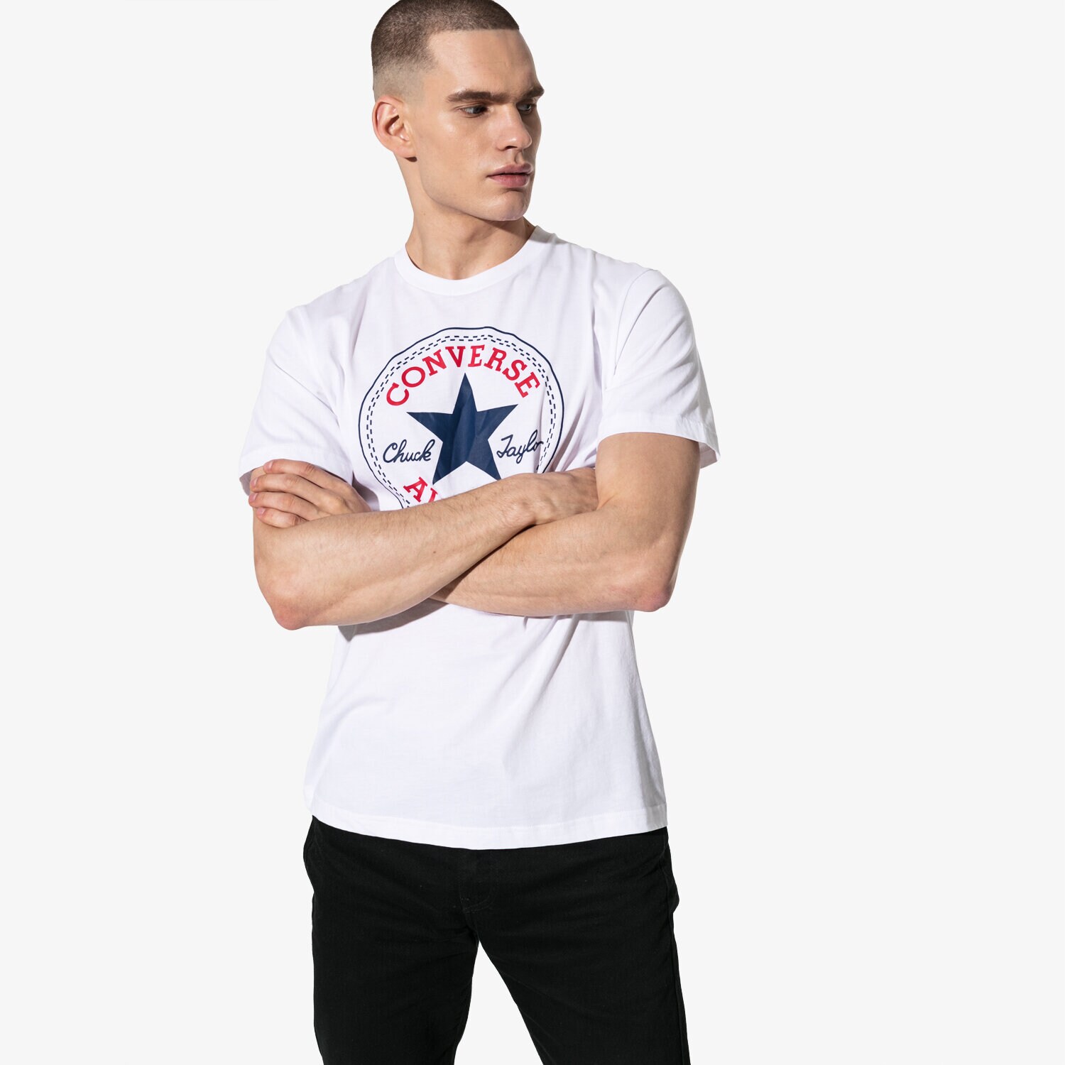 Bărbați tricou CONVERSE TRICOU SS CHUCK PATCH TEE 10007887-A04 Alb