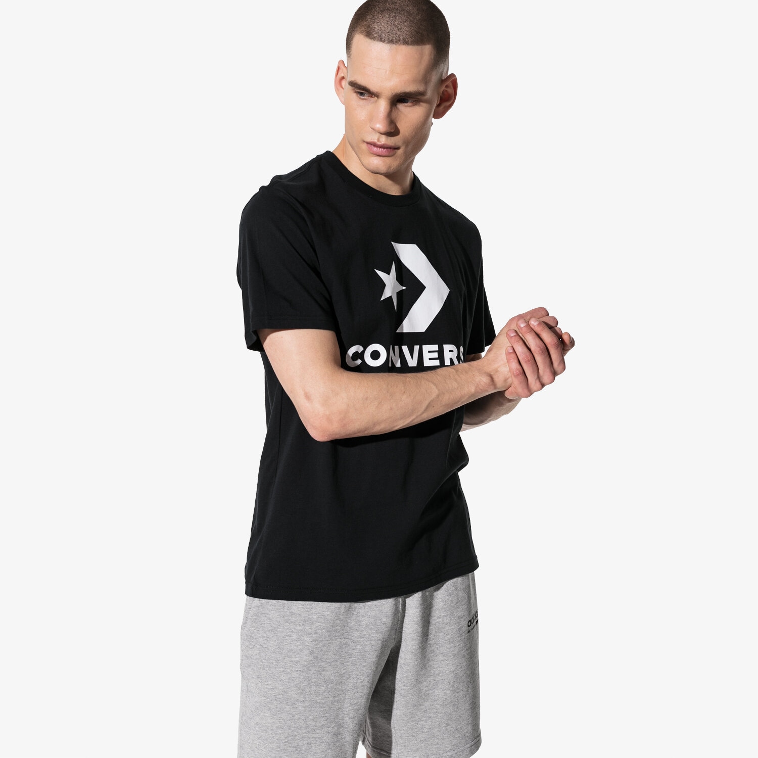 Bărbați tricou CONVERSE TRICOU SS STAR CHEVRON TEE 10007888-A01 Negru
