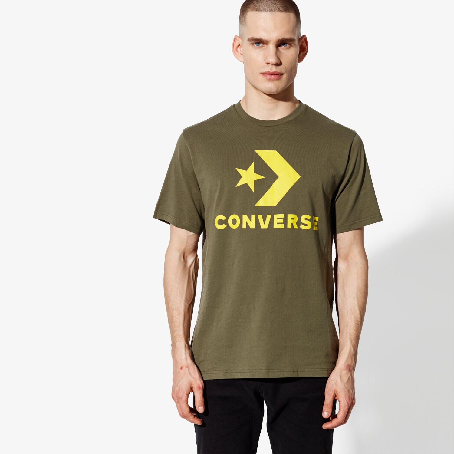 Bărbați tricou CONVERSE TRICOU SS STAR CHEVRON TEE 10007888-A09 Kaki