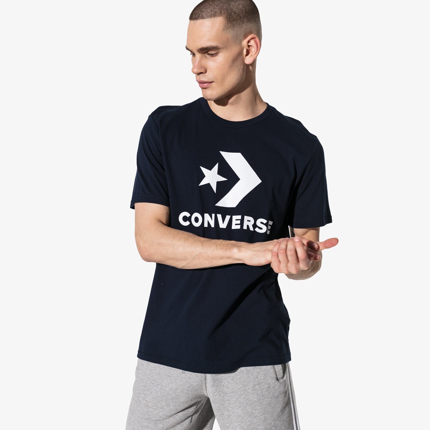 Bărbați tricou CONVERSE TRICOU SS STAR CHEVRON TEE 10007888-A20 Bleumarin