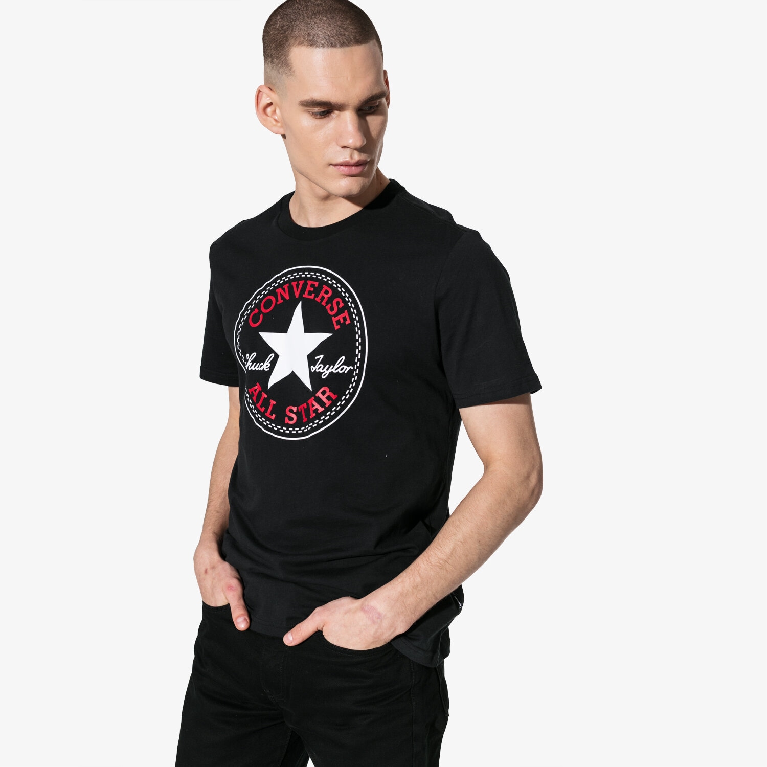 Bărbați tricou CONVERSE TRICOU SS CHUCK PATCH TEE 10007887-A01 Negru