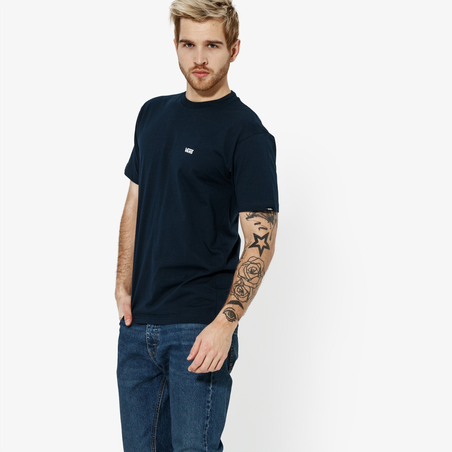 Bărbați tricou VANS TRICOU SS MN LEFT CHEST LOGO TEE NVY VN0A3CZENAV1 Bleumarin