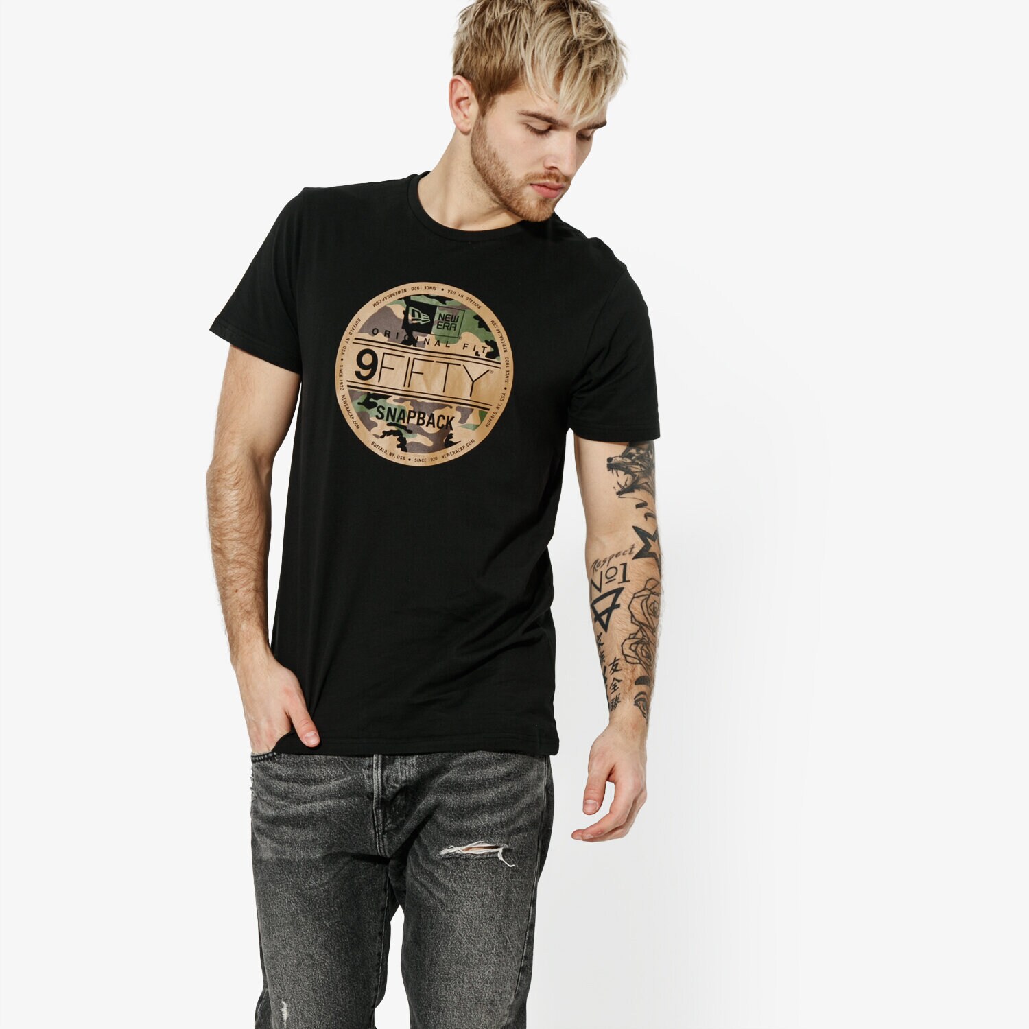 Bărbați tricou NEW ERA TRICOU SS VISR STICKR TEE NEWERA BLKWDC 11914641 Negru