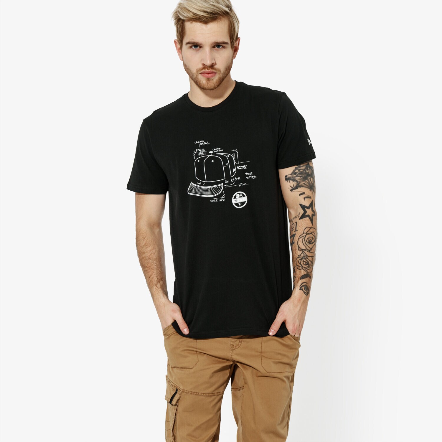 Bărbați tricou NEW ERA TRICOU SS GEO CAP TEE NEWERA BLK 11914643 Negru