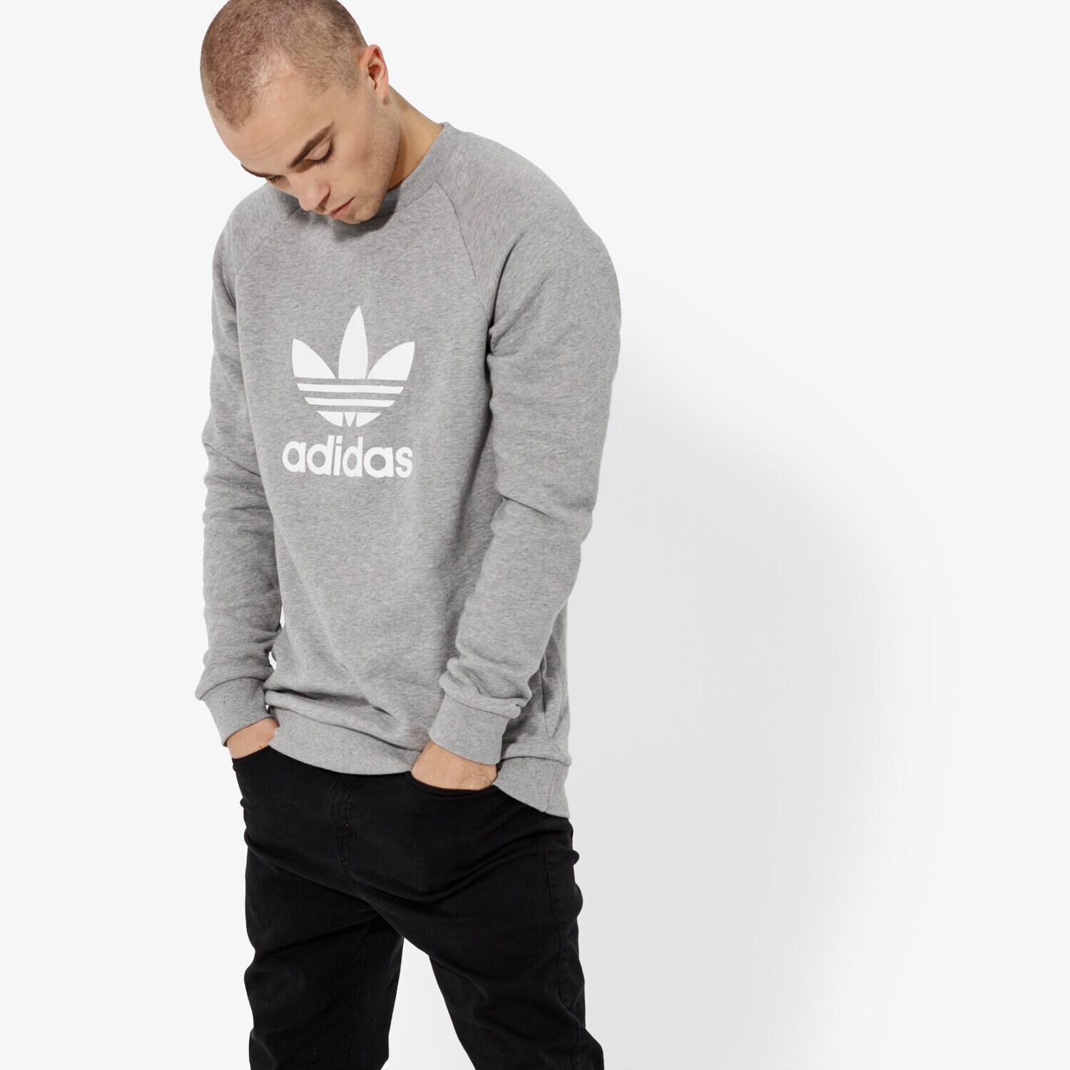 Bărbați bluză ADIDAS BLUZĂ TREFOIL CREWMGREYH CY4573 Gri