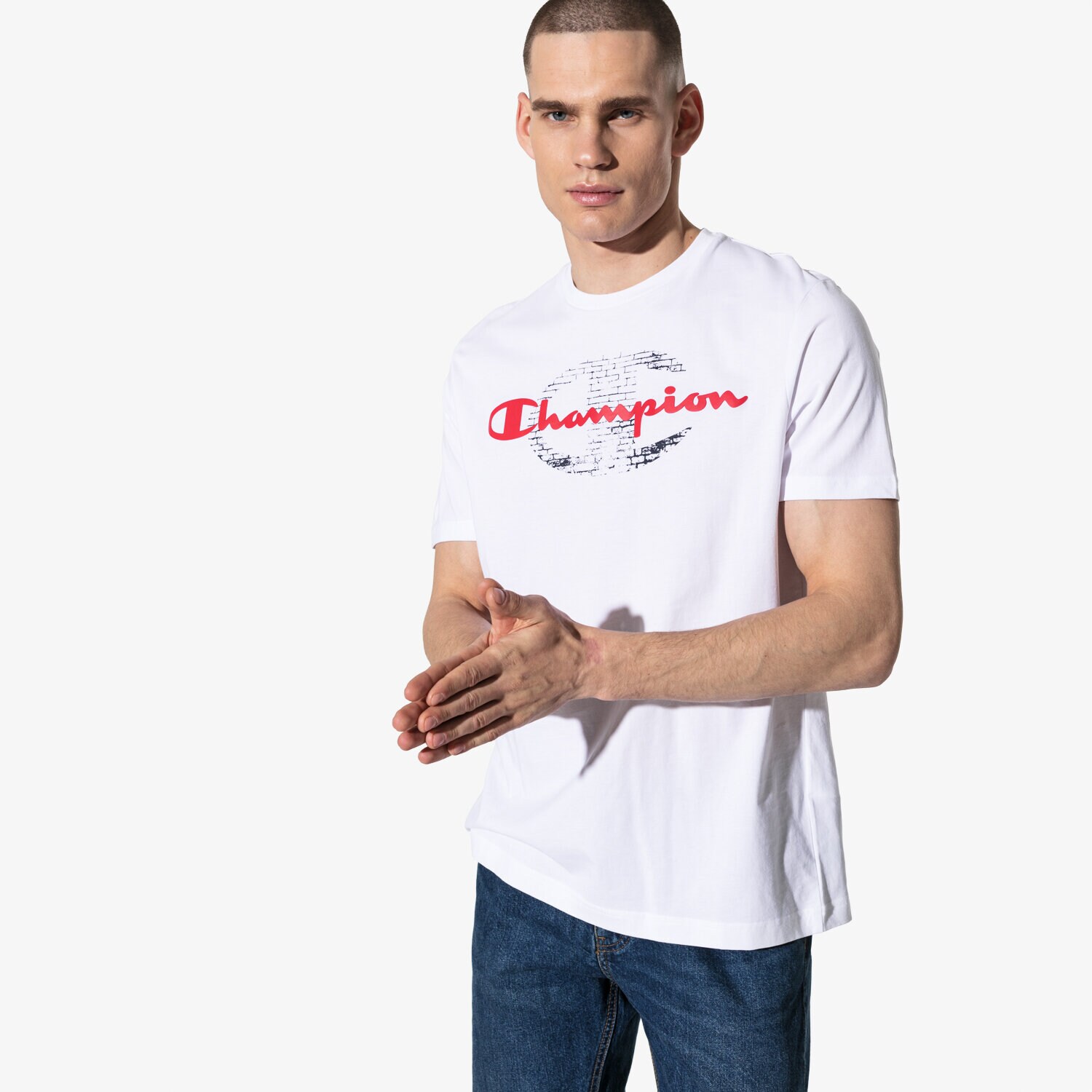 Bărbați tricou CHAMPION TRICOU SS BIG LOGO TRICOU CHZ191186-006 Alb