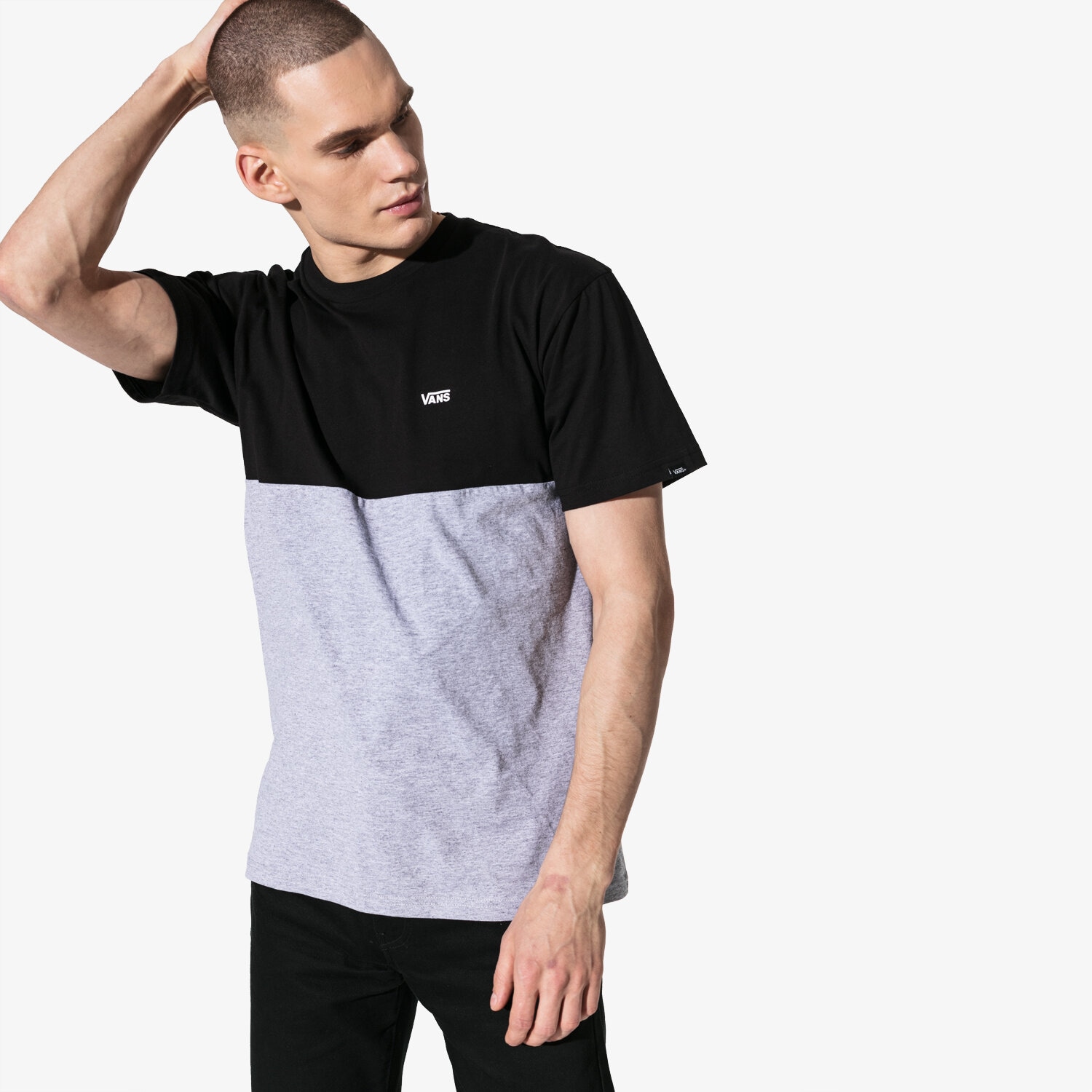 Bărbați tricou VANS TRICOU SS MN COLORBLOCK TEE BLK/WHT VN0A3CZDJGP1 Negru