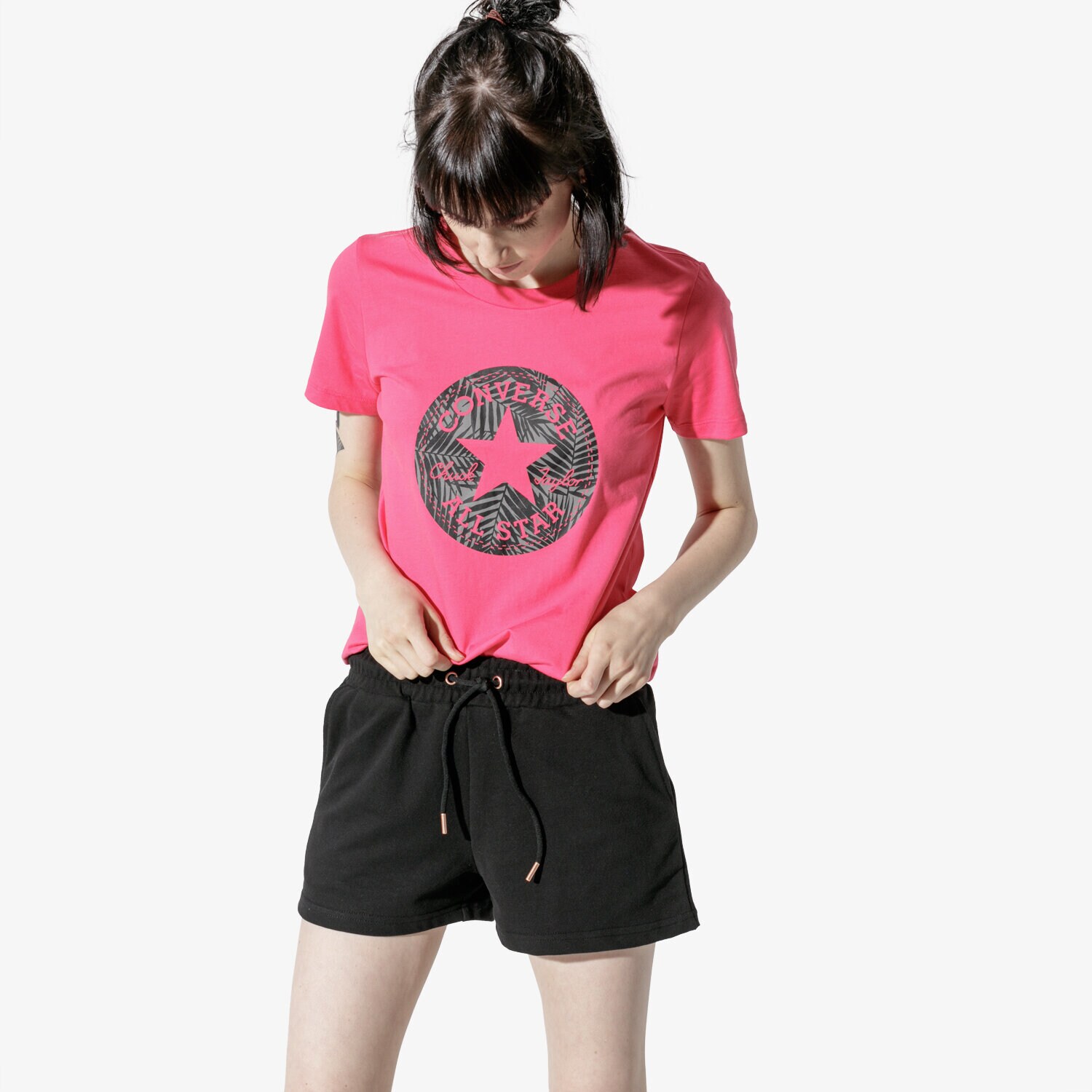Femei tricou CONVERSE TRICOU SS SEASONAL CHUCK PATCH PALM FILL TEE 10017791-A03 Roșu
