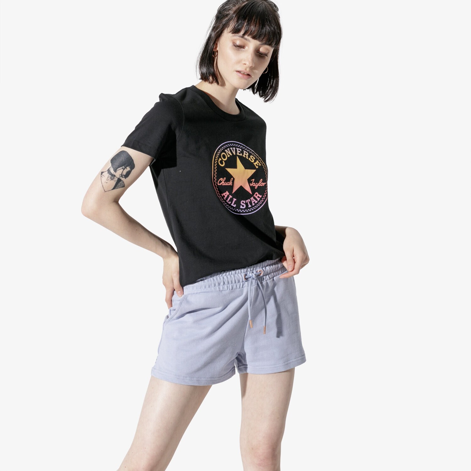Femei tricou CONVERSE TRICOU SS CONVERSE OMBRE CP CREW TEE 10017088-A02 Negru