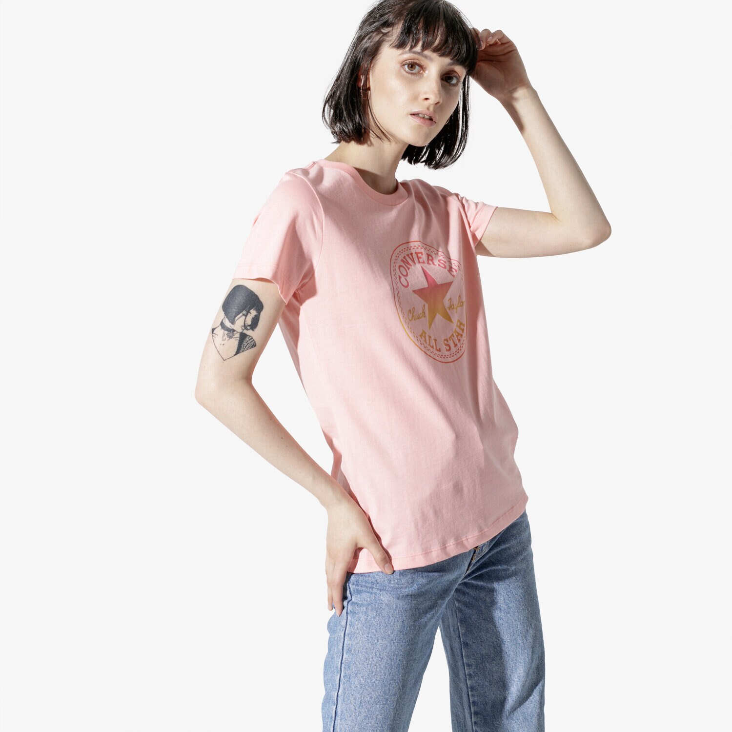 Femei tricou CONVERSE TRICOU SS CONVERSE OMBRE CP CREW TEE 10017088-A03 Roz