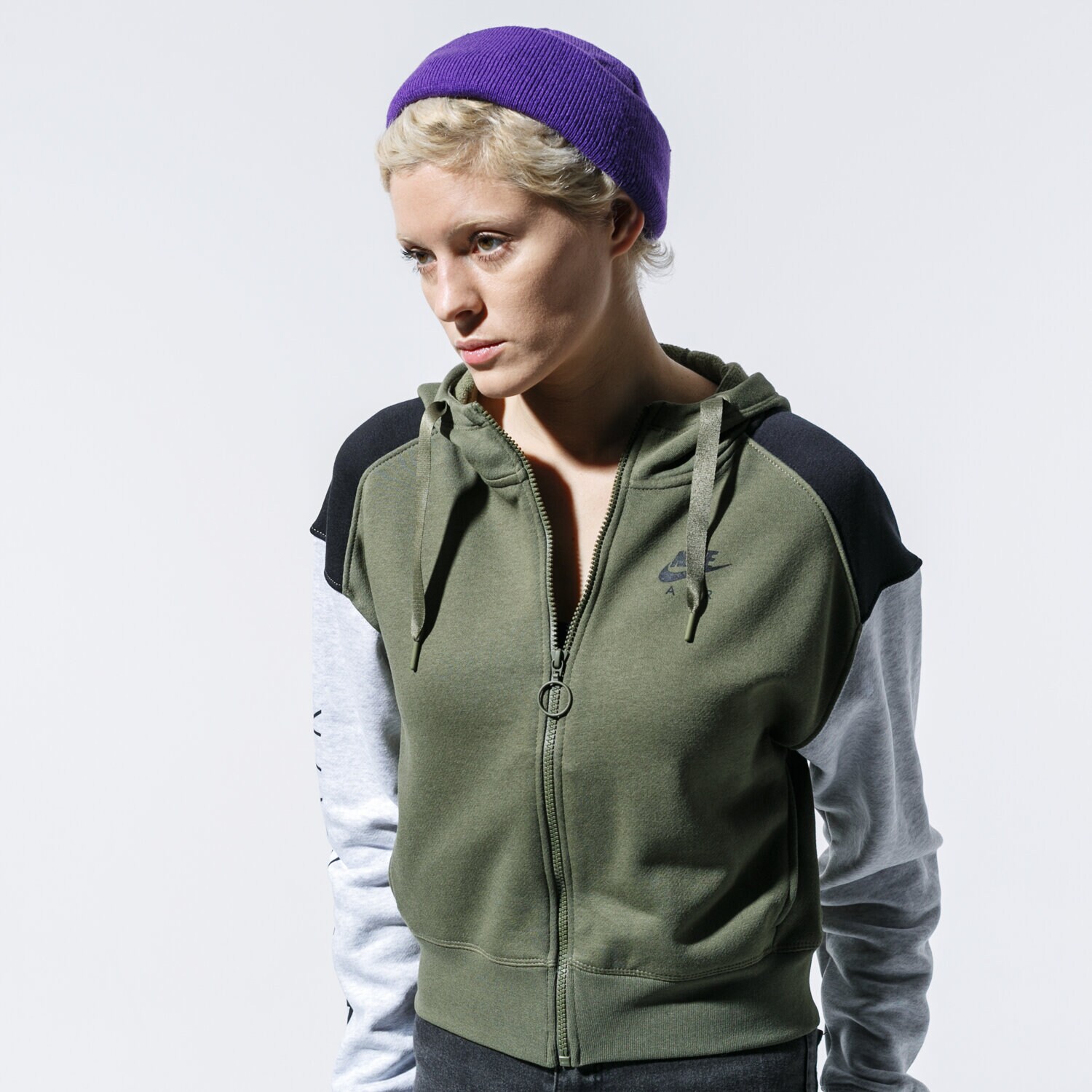 Femei bluză NIKE BLUZĂ W NSW AIR HOODIE FZ BB BV4771-222 Kaki