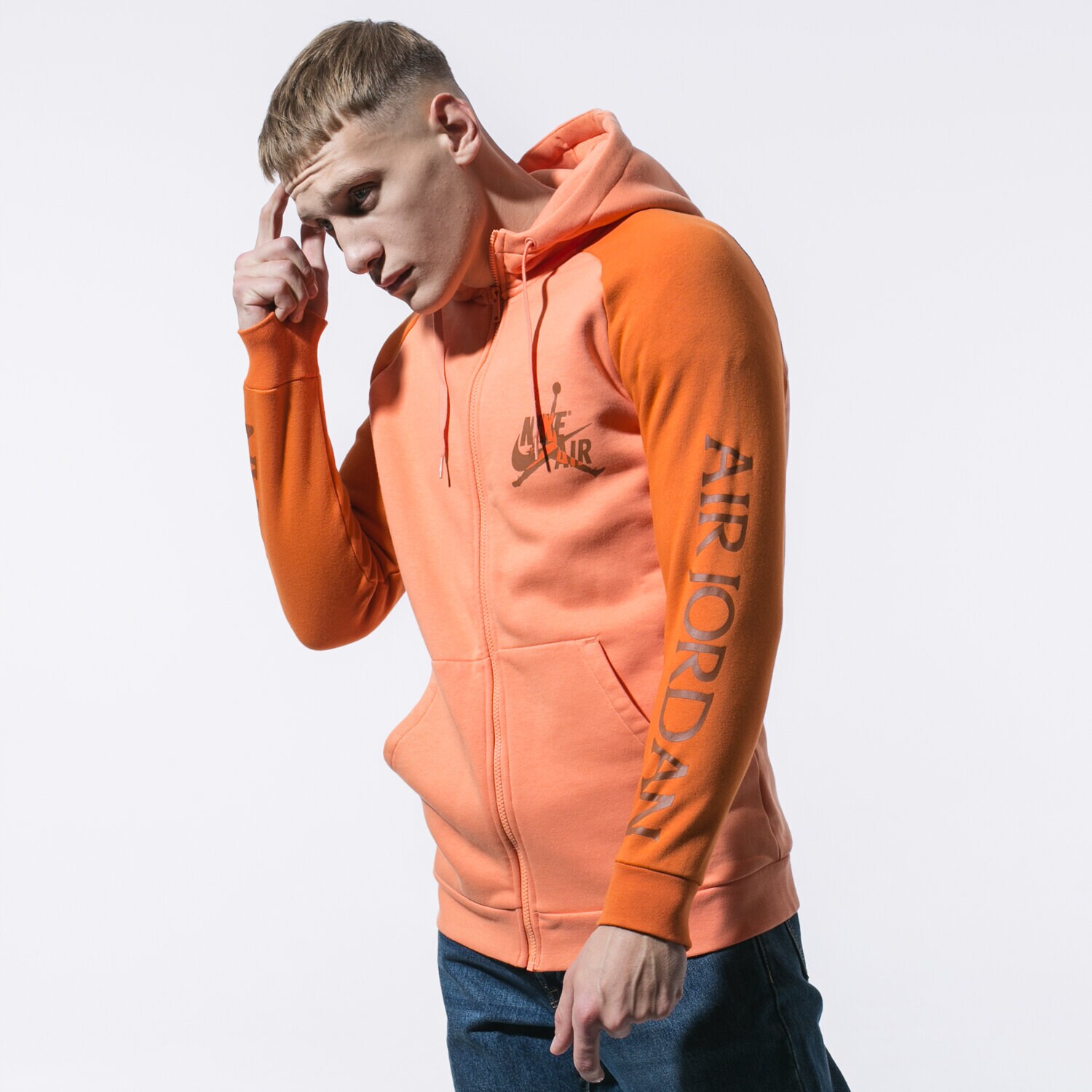 Bărbați bluză JORDAN BLUZĂ CU GLUGĂ M J JUMPMAN CLASSIC FZ CK2223-871 Portocaliu