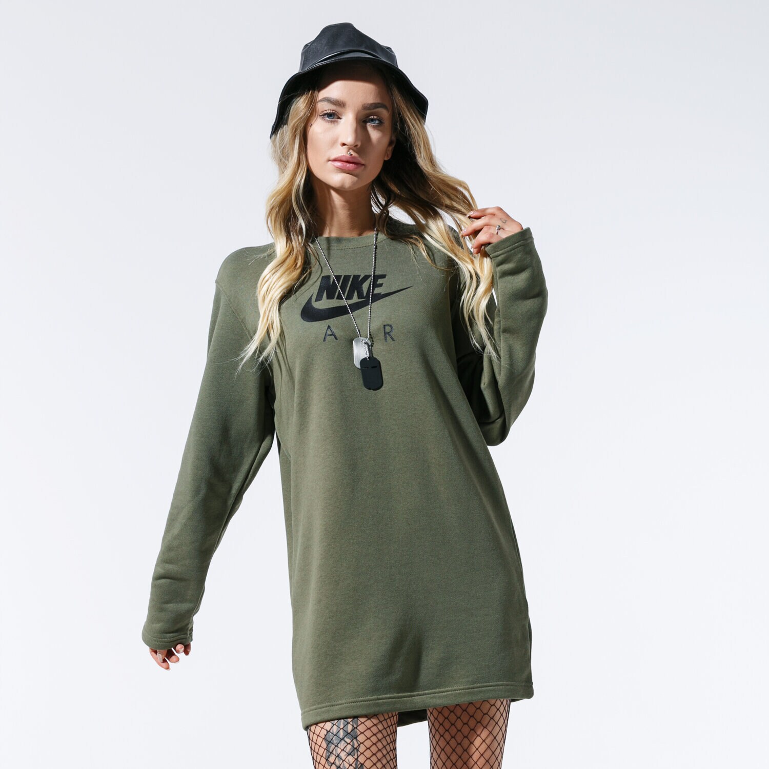 Femei bluză NIKE BLUZĂ W NSW AIR CREW TRENINGS BB FLC BV5134-222 Kaki