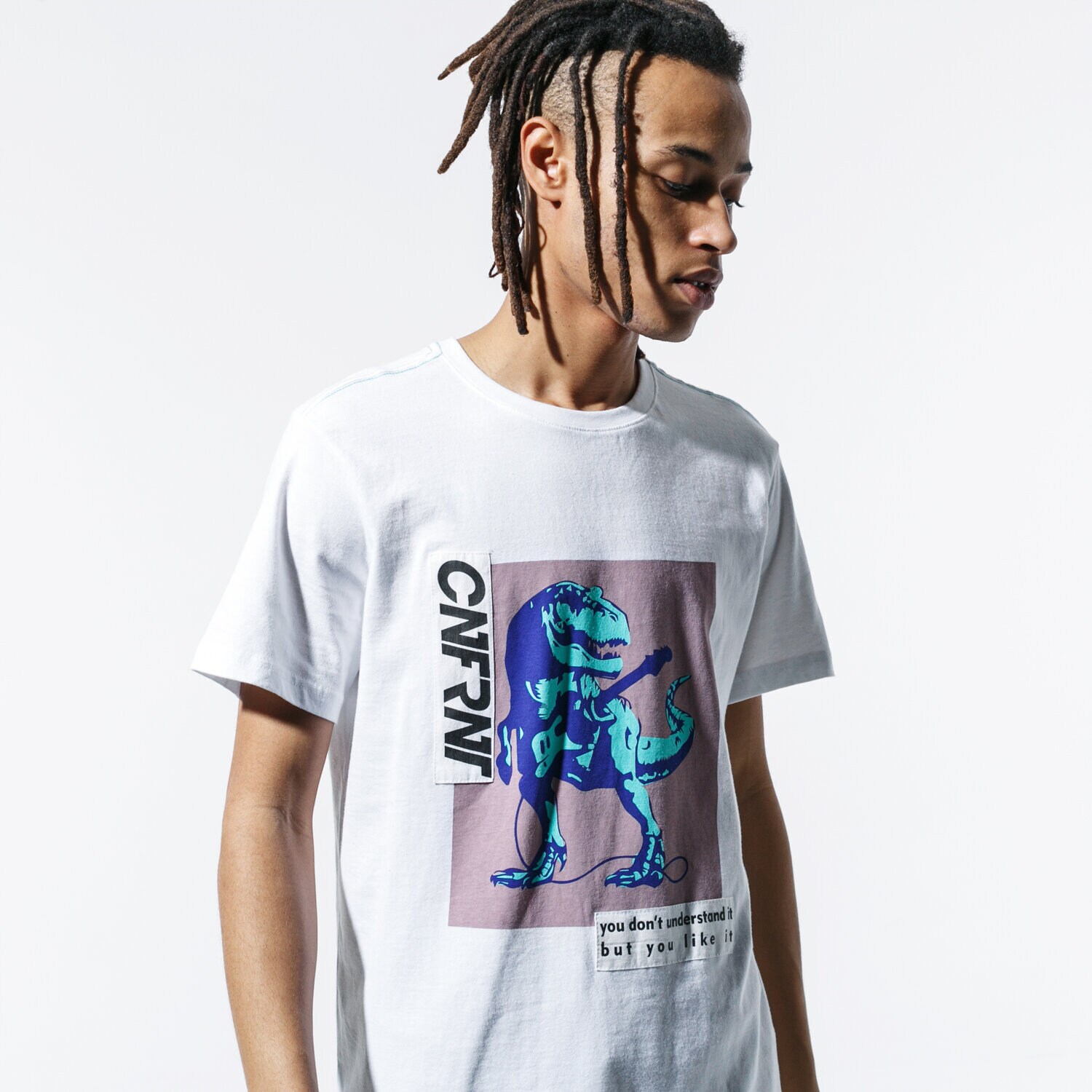 Bărbați tricou CONFRONT TRICOU DINO WHT TEE CF39TSM58001 Alb