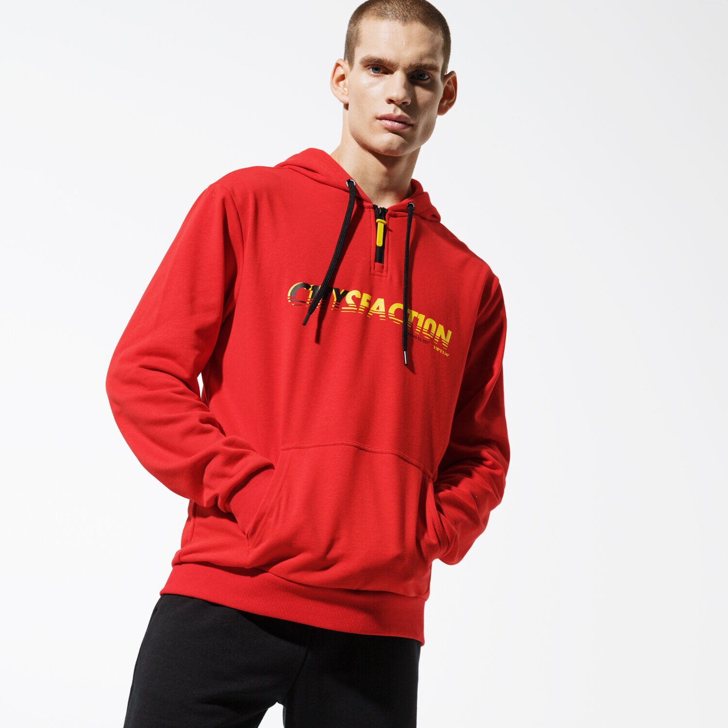 Bărbați bluză CONFRONT BLUZĂ CU GLUGĂ CITY RED HOODY  CF39BLM36002 Roșu