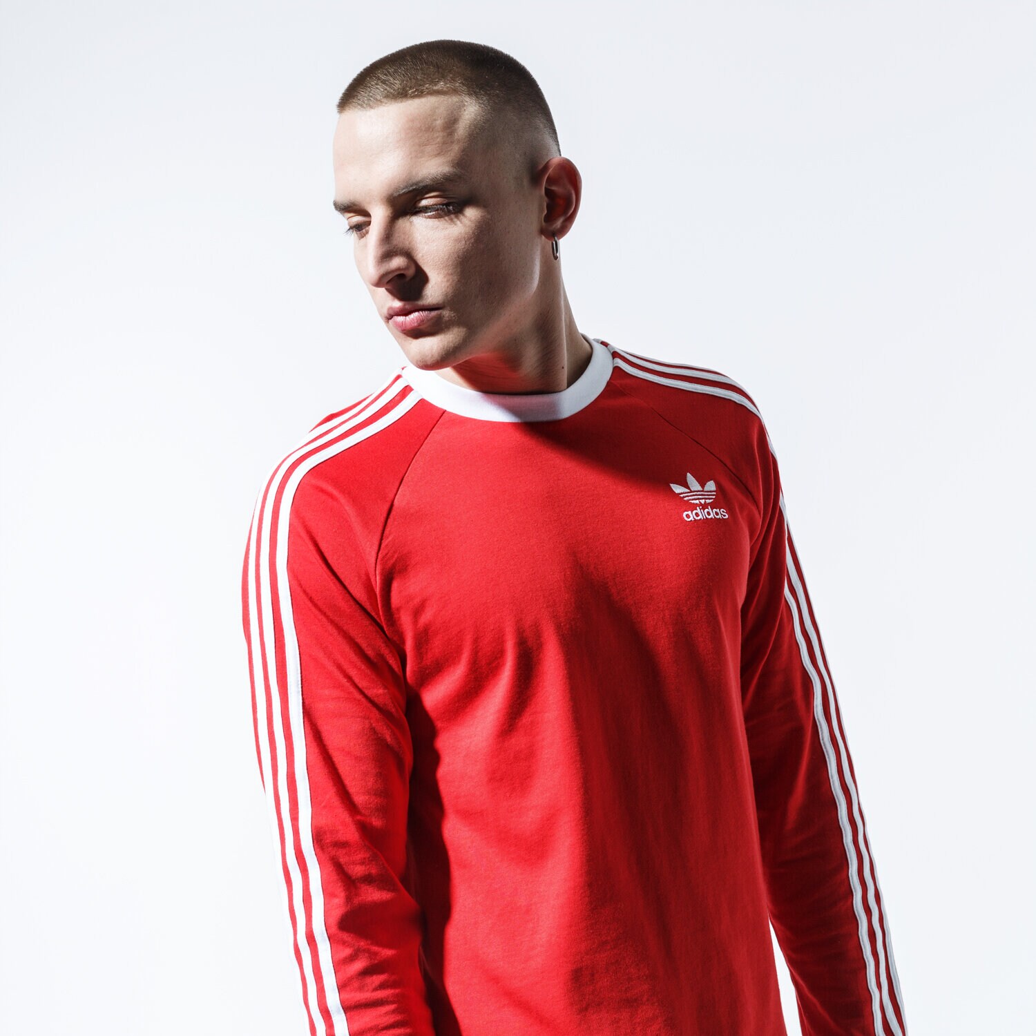 Bărbați tricou ADIDAS TRICOU 3-STRIPES LS T FM3776 Roșu